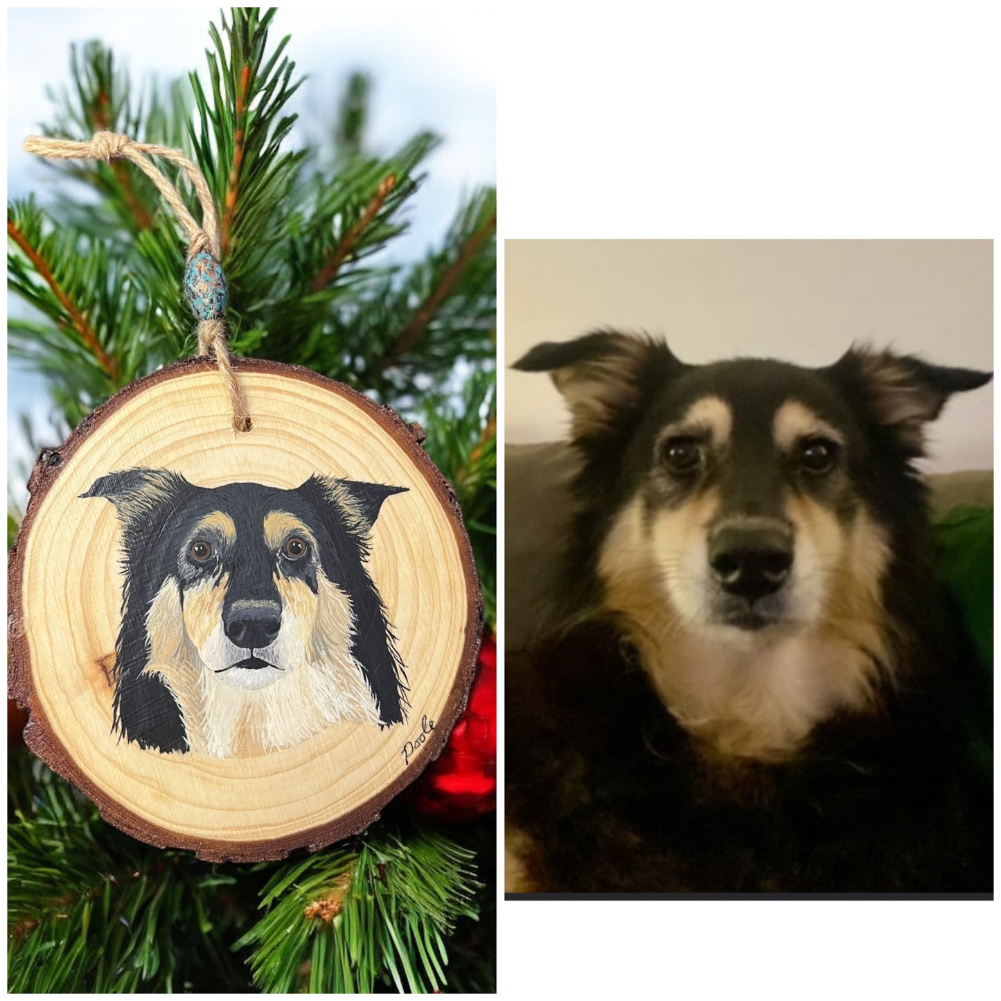 Hand Painted Custom Wood Slice Ornament