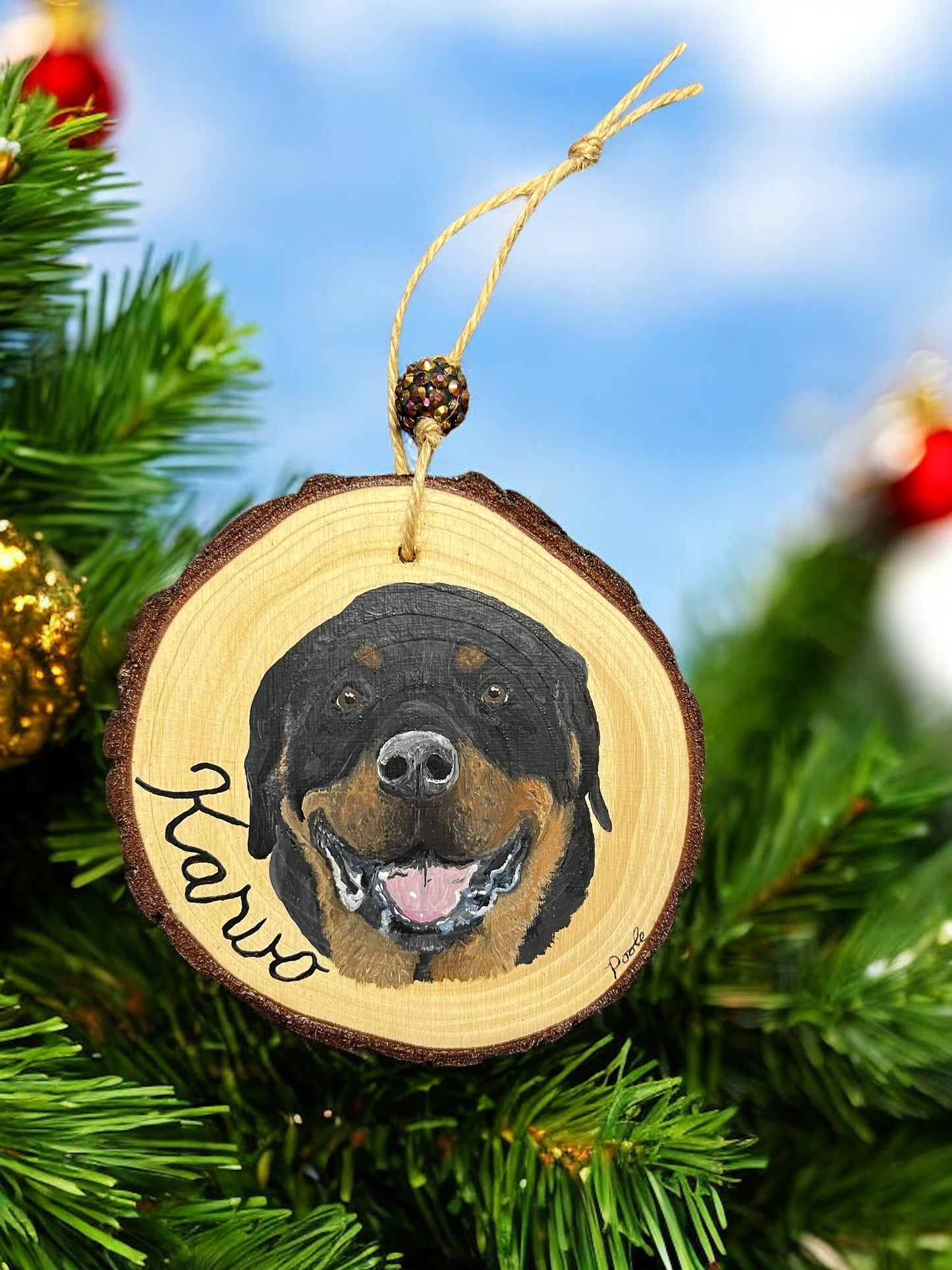 Hand Painted Custom Wood Slice Ornament