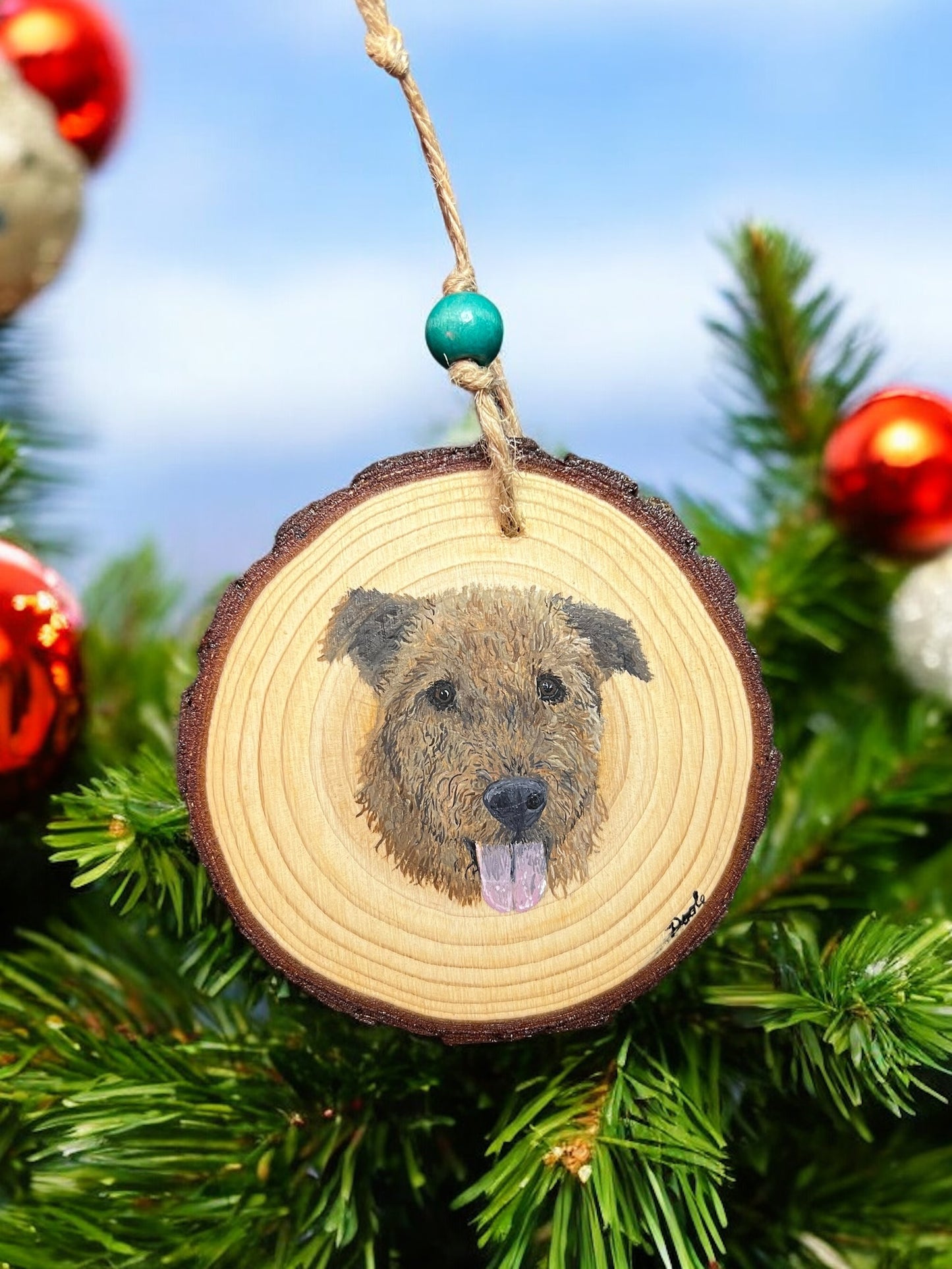 Hand Painted Custom Wood Slice Ornament