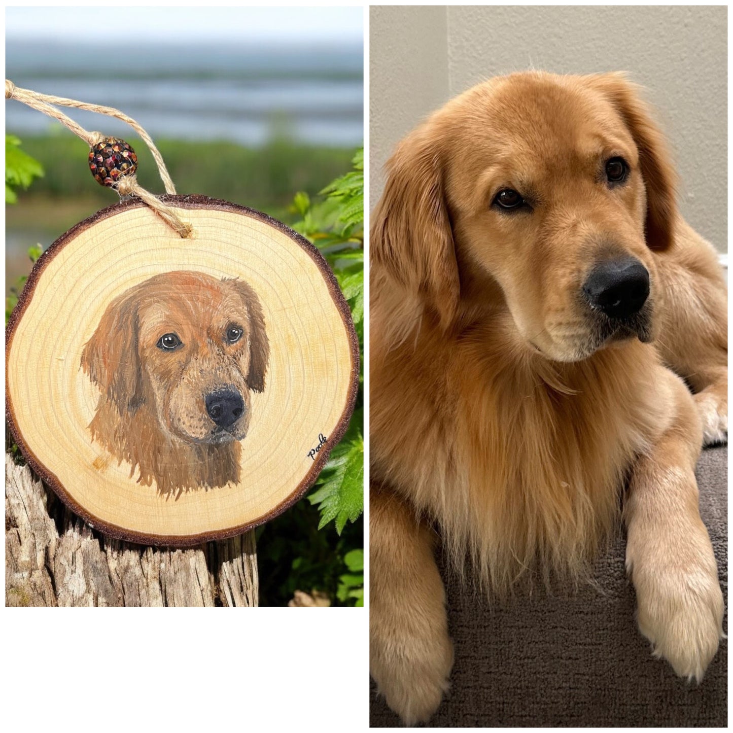 Hand Painted Custom Wood Slice Ornament