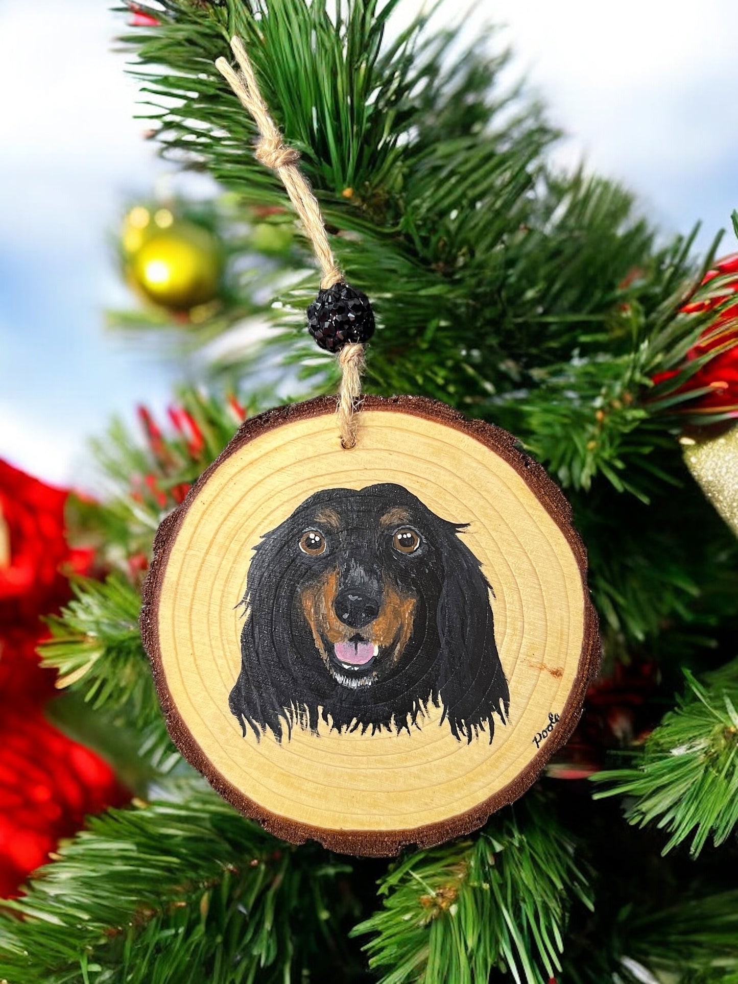 Hand Painted Custom Wood Slice Ornament