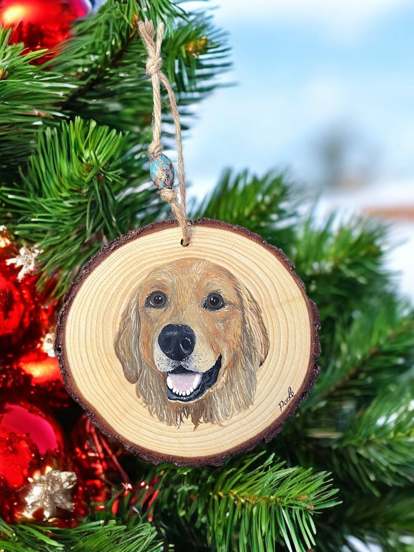 Hand Painted Custom Wood Slice Ornament