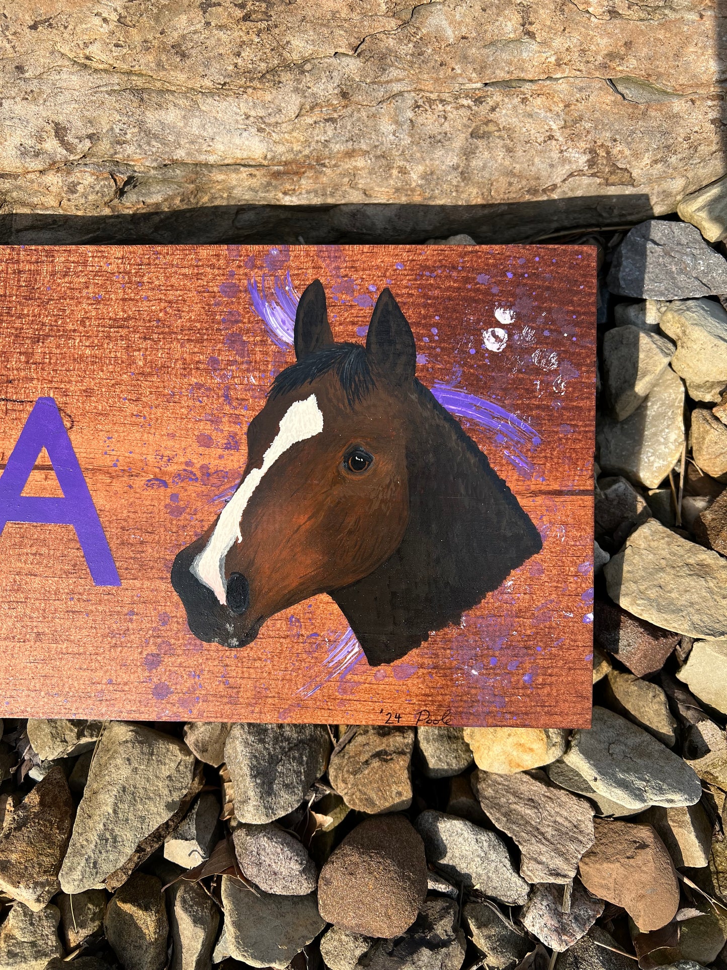 Hand Painted Custom Wooden Stall Sign - Gunstock Stain