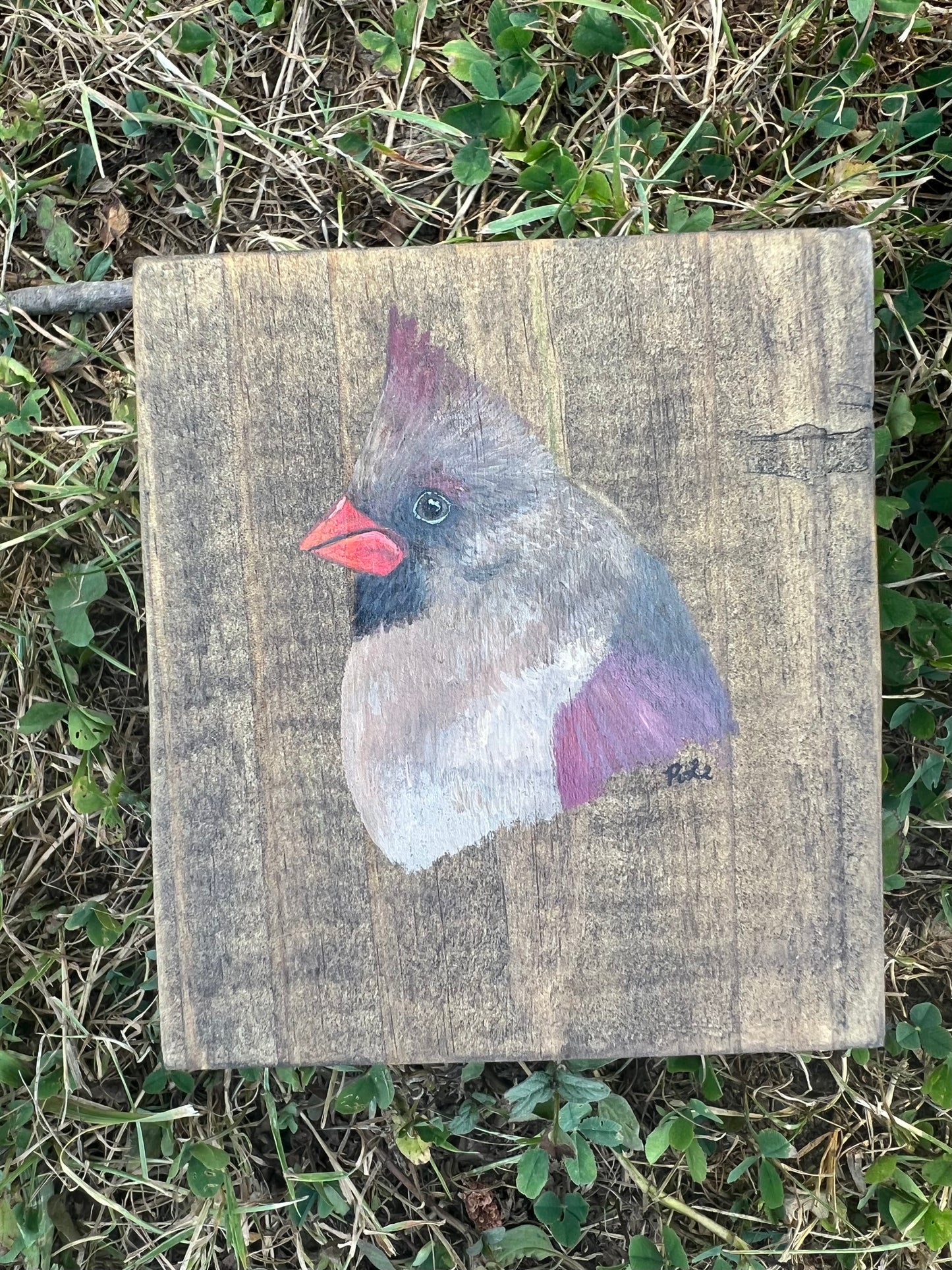 Hand Painted Cardinal Wooden Candle Holder Set