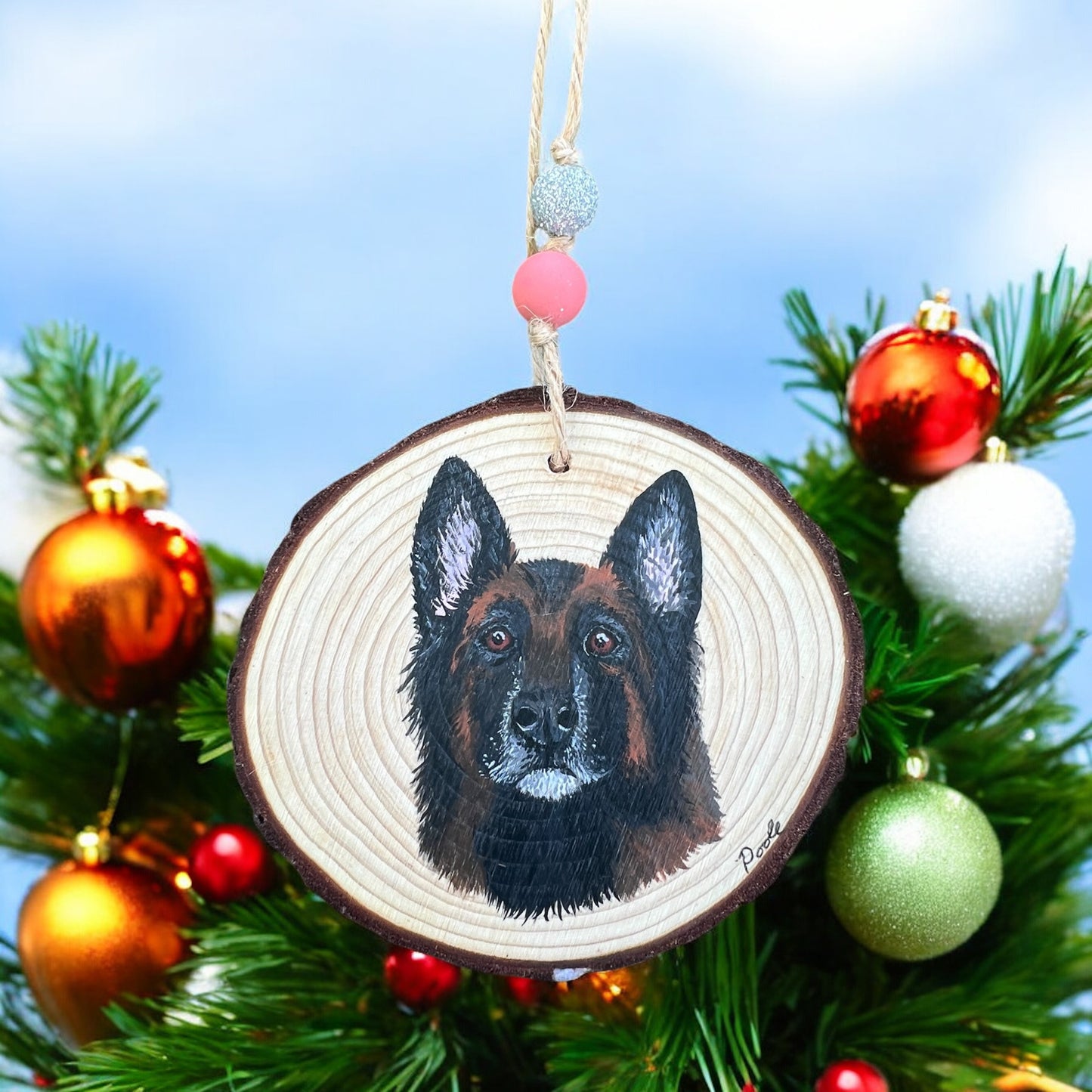 Hand Painted Custom Wood Slice Ornament