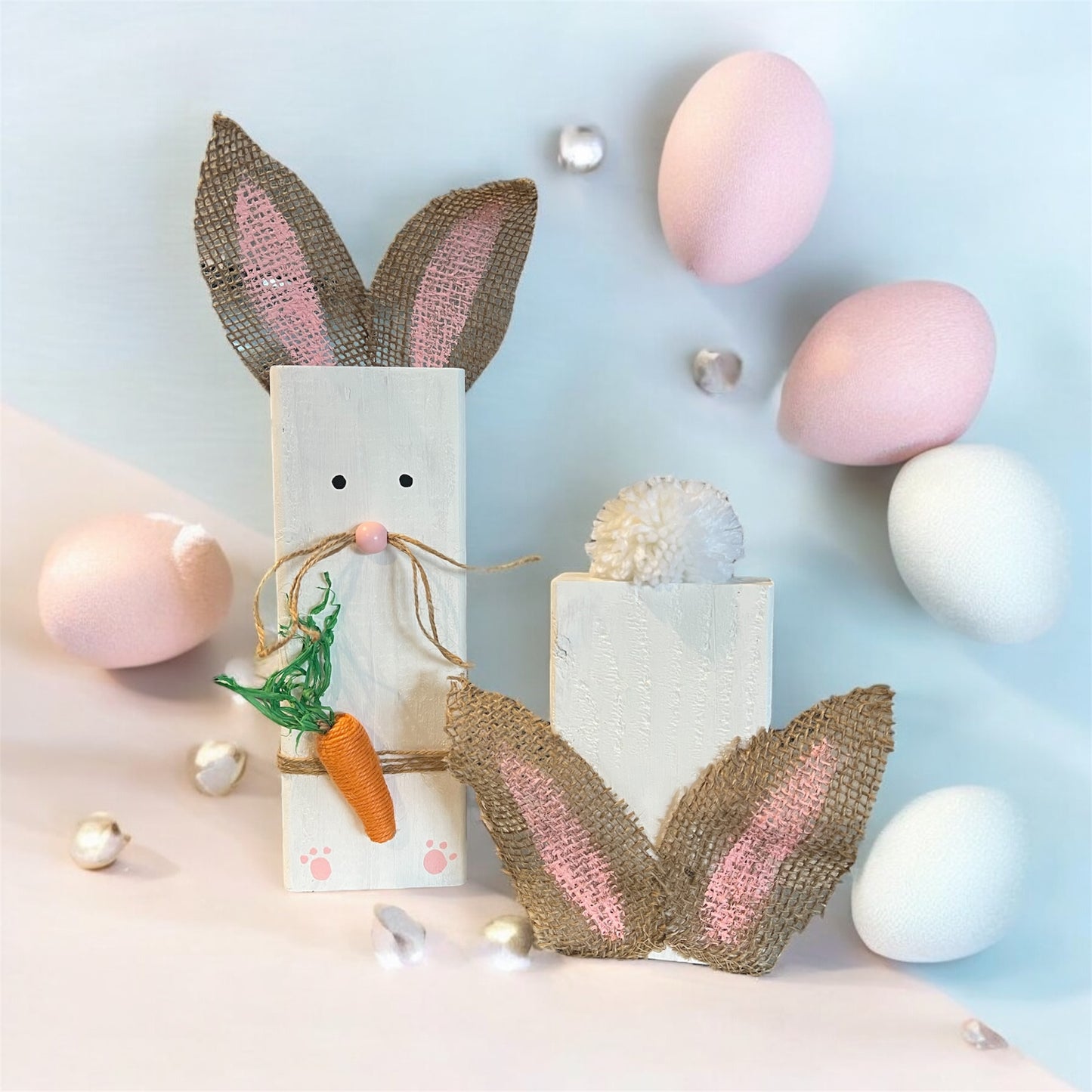 Hand Painted Bunny Decor Set