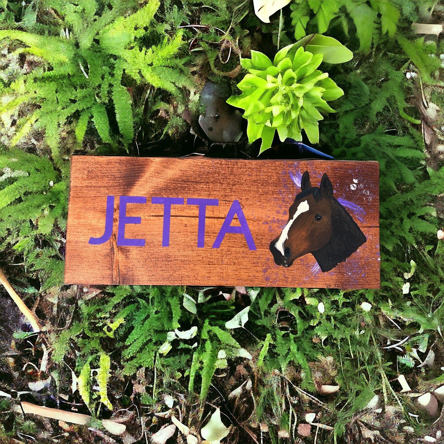Hand Painted Custom Wooden Stall Sign - Gunstock Stain