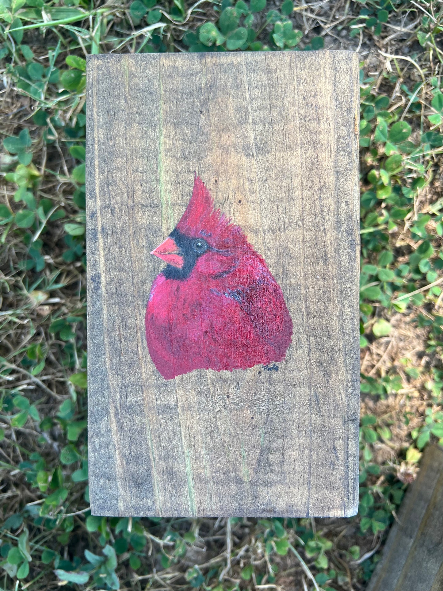 Hand Painted Cardinal Wooden Candle Holder Set