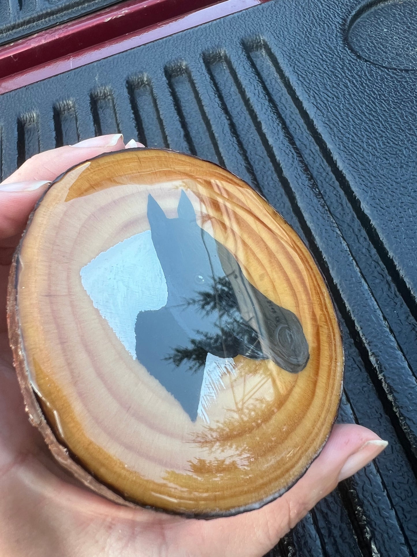 Hand Painted Custom Wood Slice Epoxy Sealed