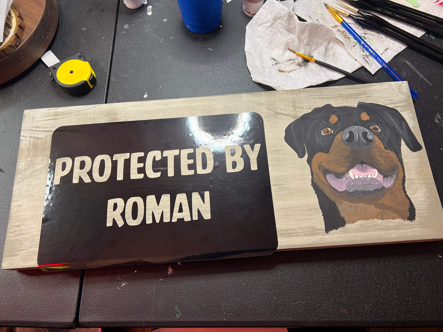 Hand Painted Custom Wooden Stall Sign - Weathered Grey