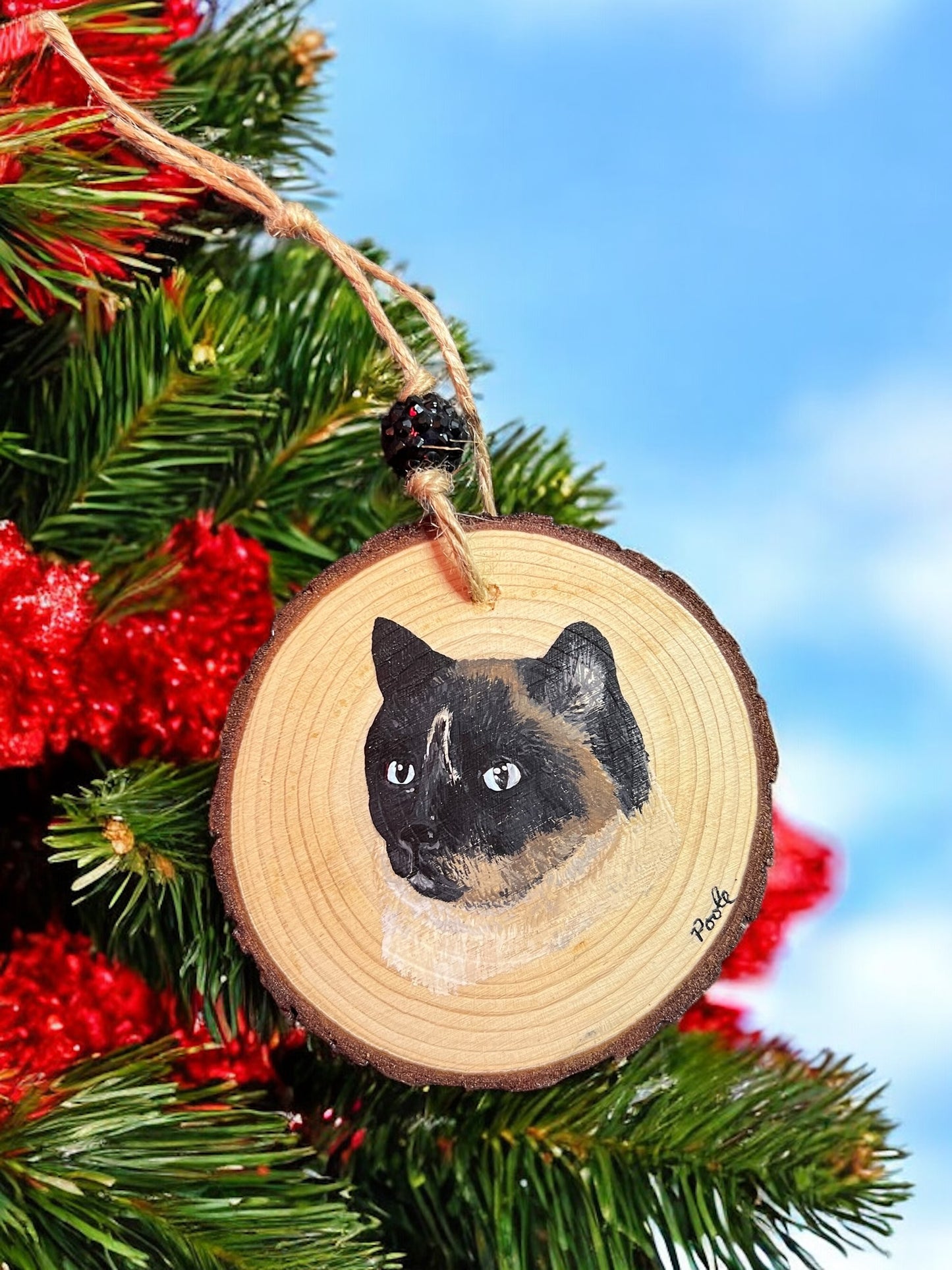 Hand Painted Custom Wood Slice Ornament