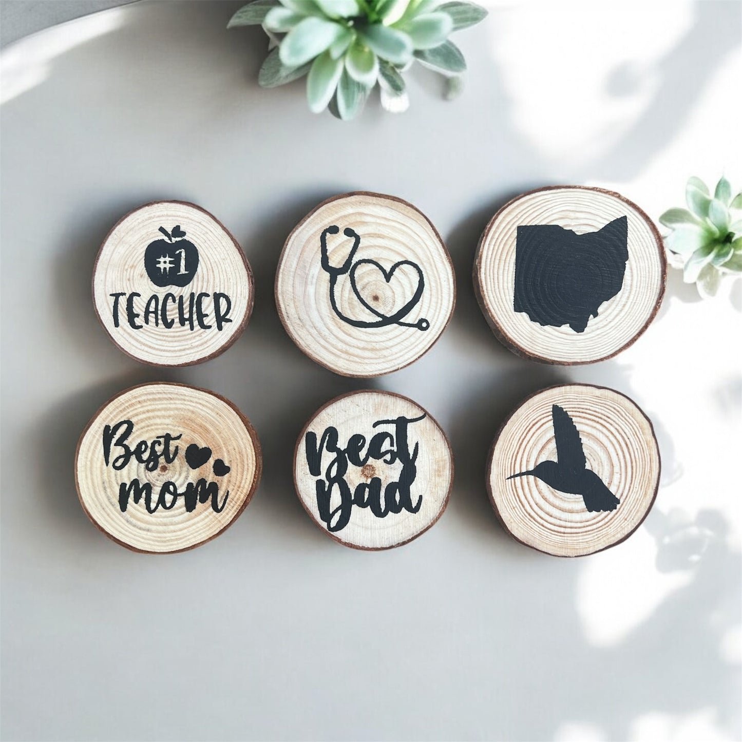 Mini Wood Slice Magnets