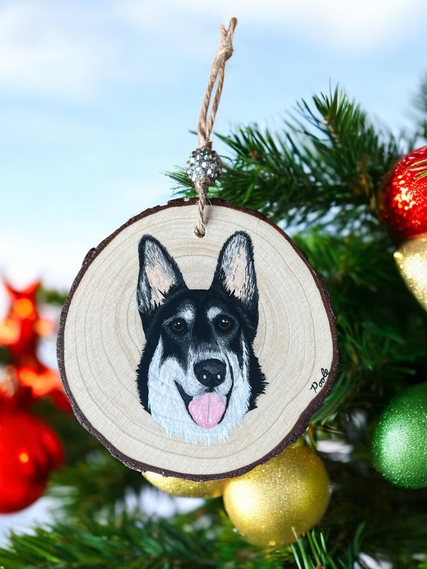 Hand Painted Custom Wood Slice Ornament