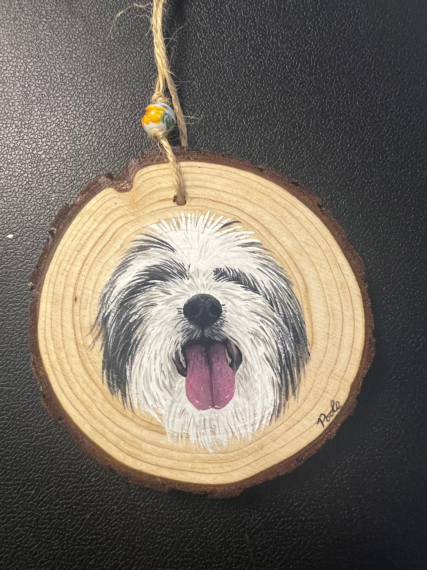 Hand Painted Custom Wood Slice Ornament