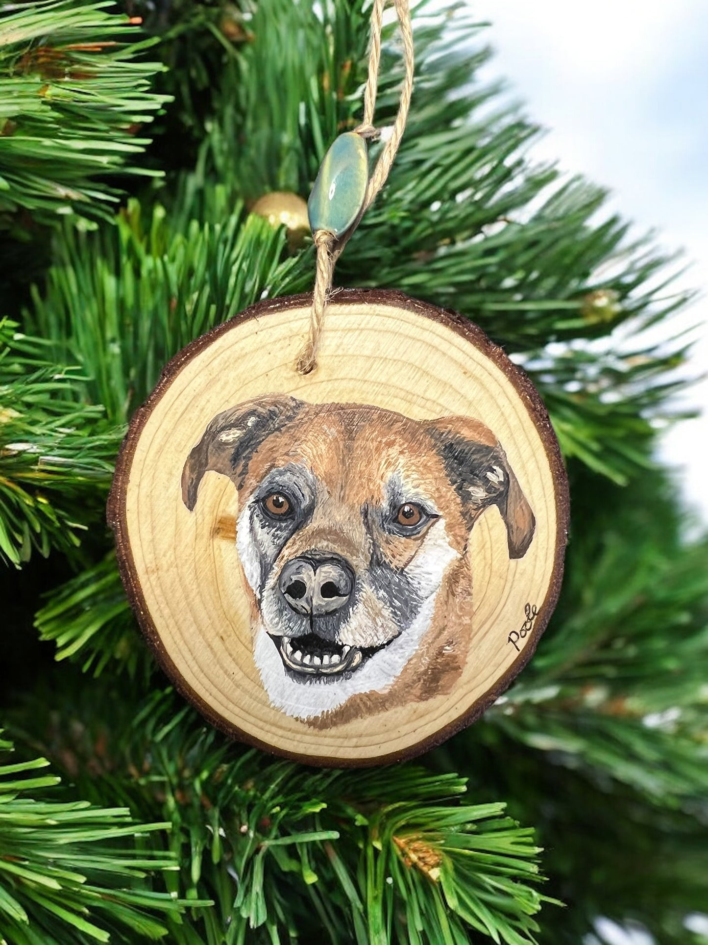 Hand Painted Custom Wood Slice Ornament