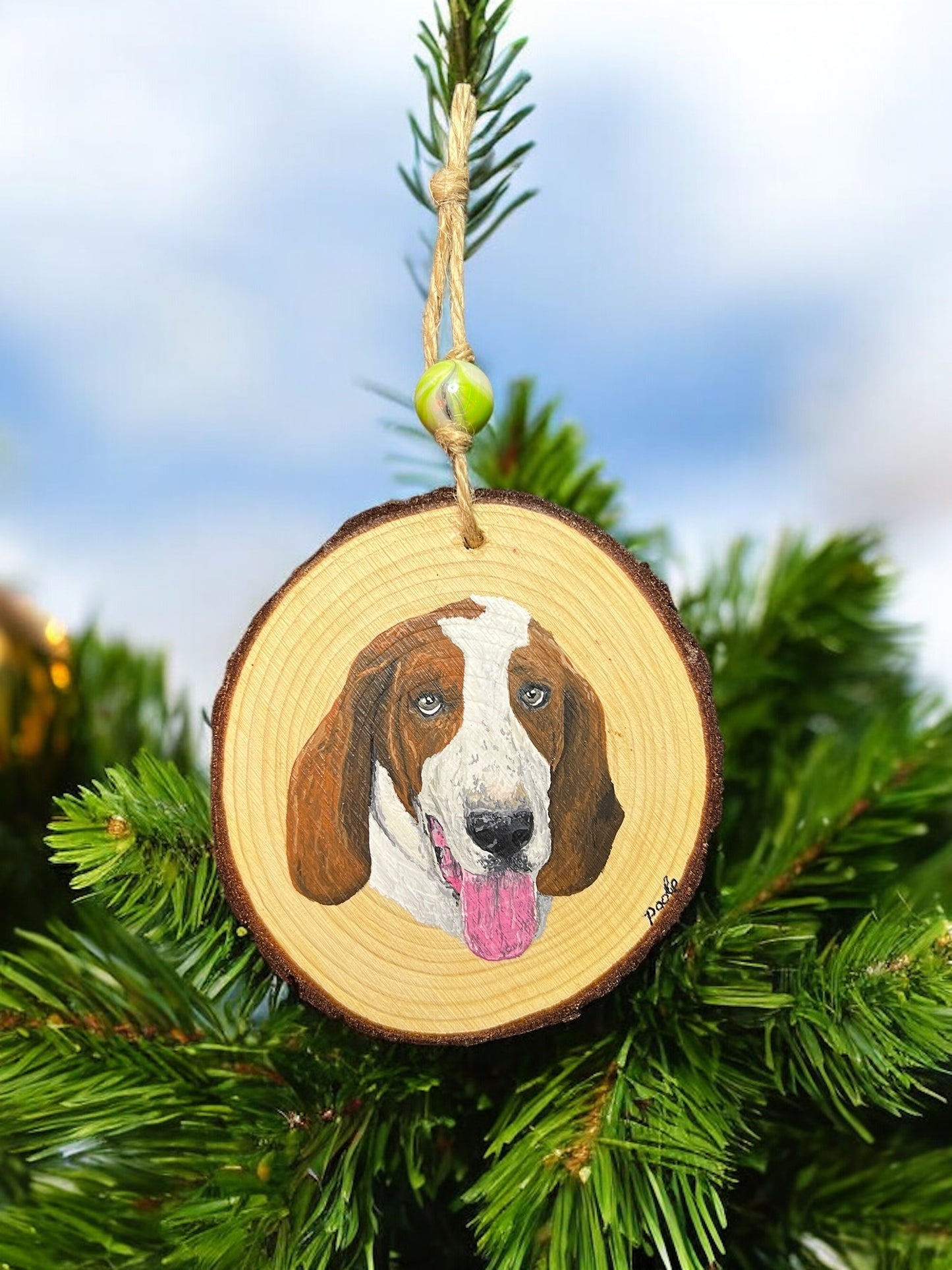 Hand Painted Custom Wood Slice Ornament
