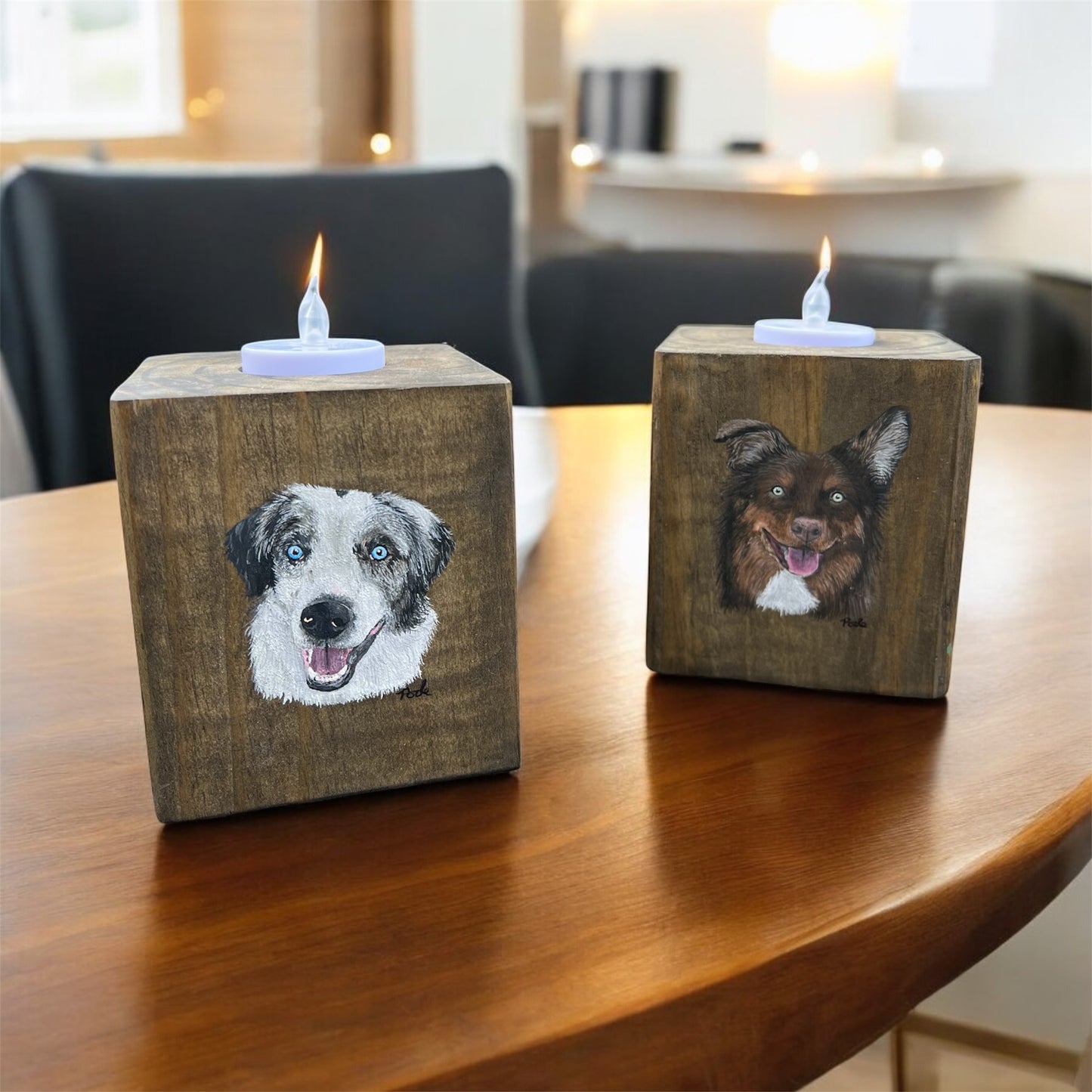 Hand Painted Custom Wooden Candle Holder (Single/Short)