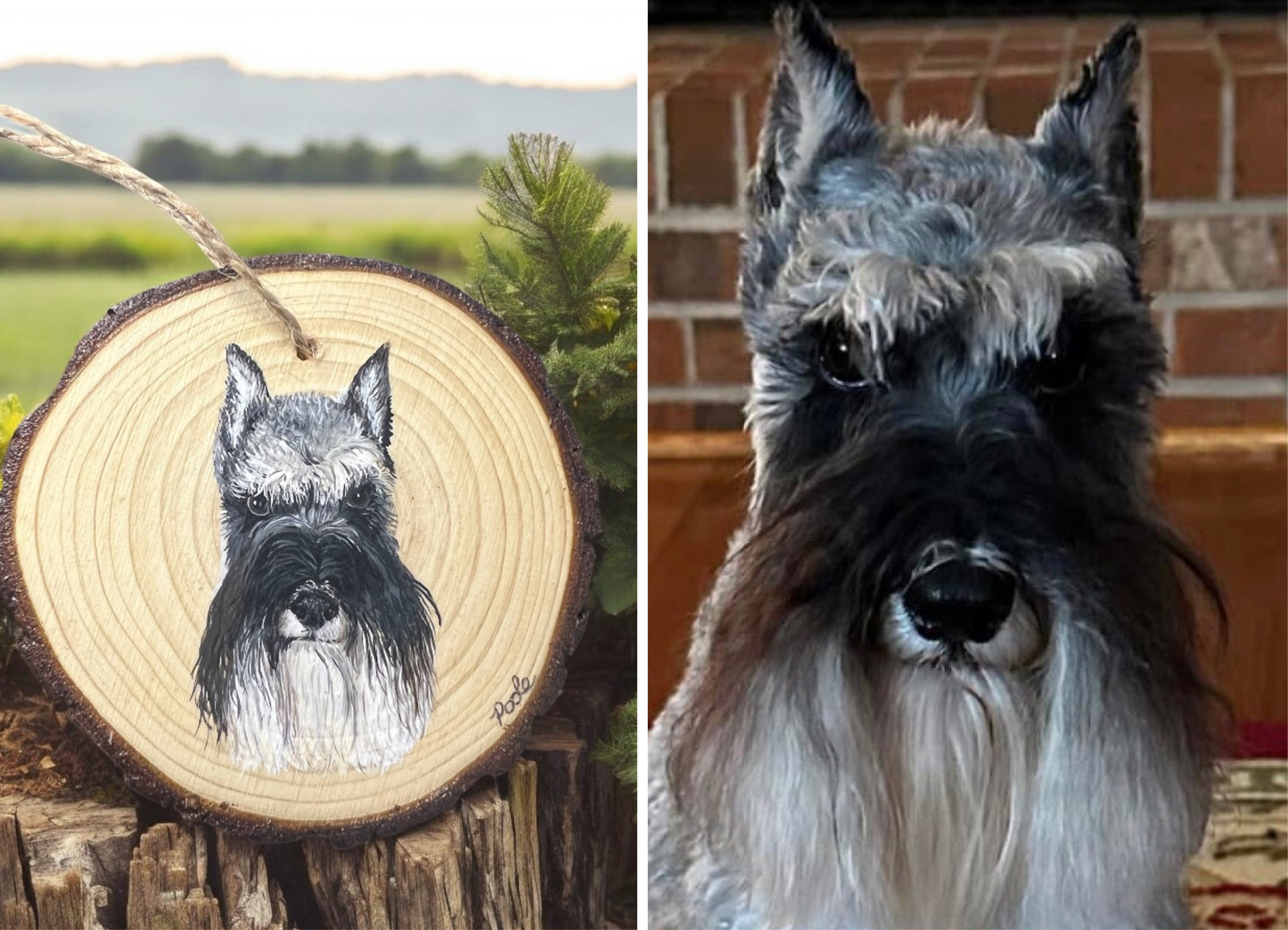 Hand Painted Custom Wood Slice Ornament