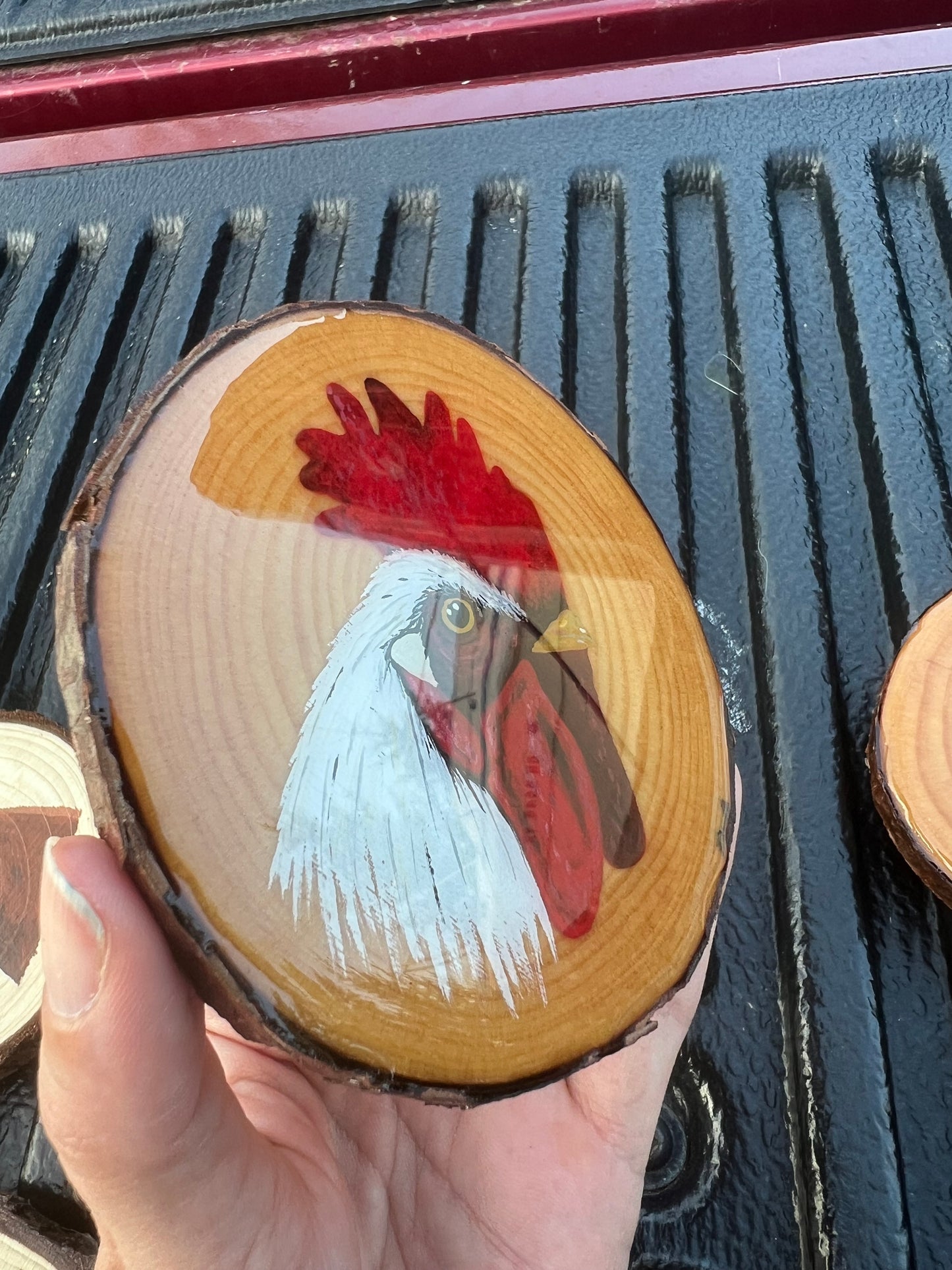 Hand Painted Custom Wood Slice Epoxy Sealed