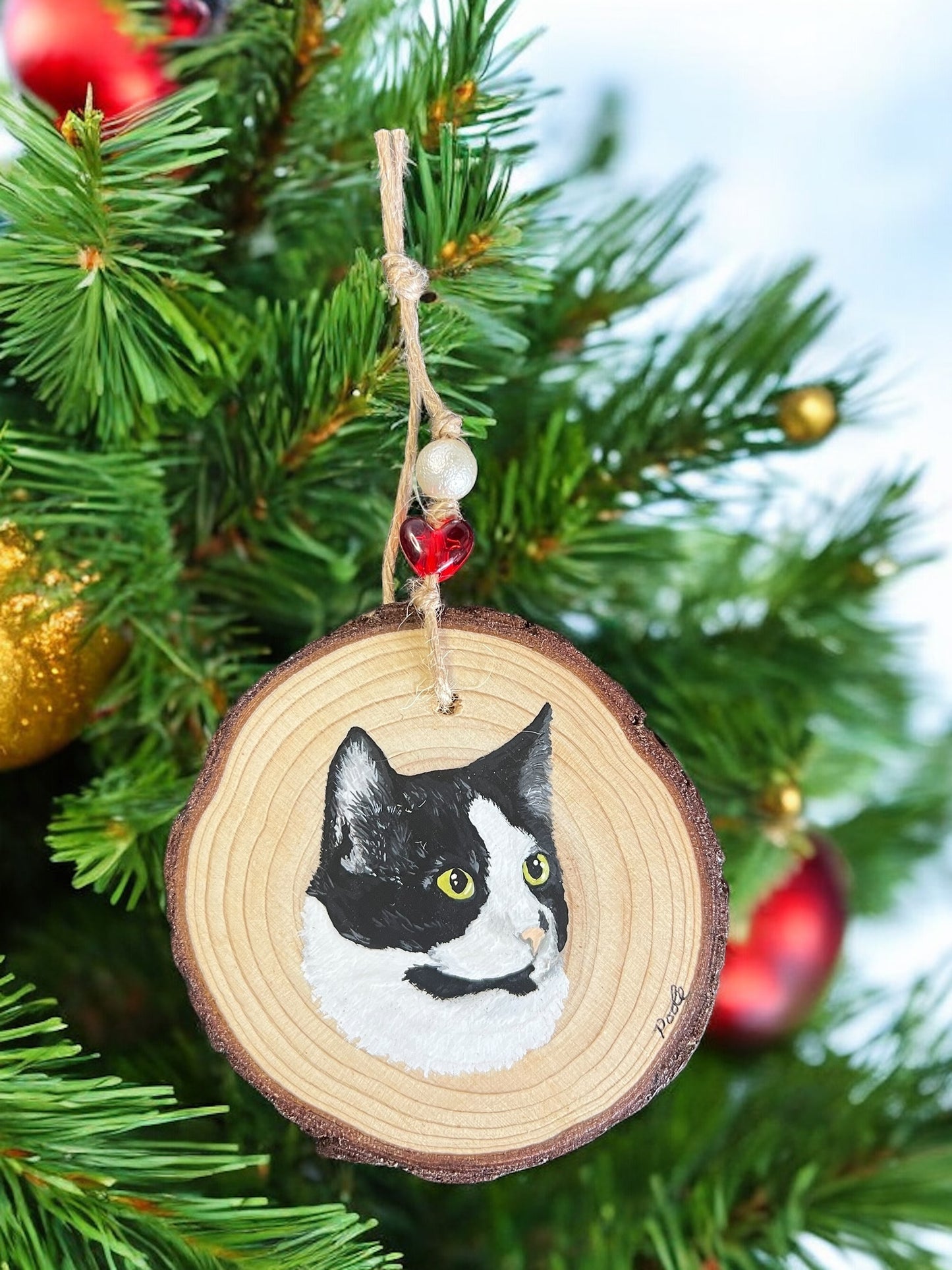 Hand Painted Custom Wood Slice Ornament