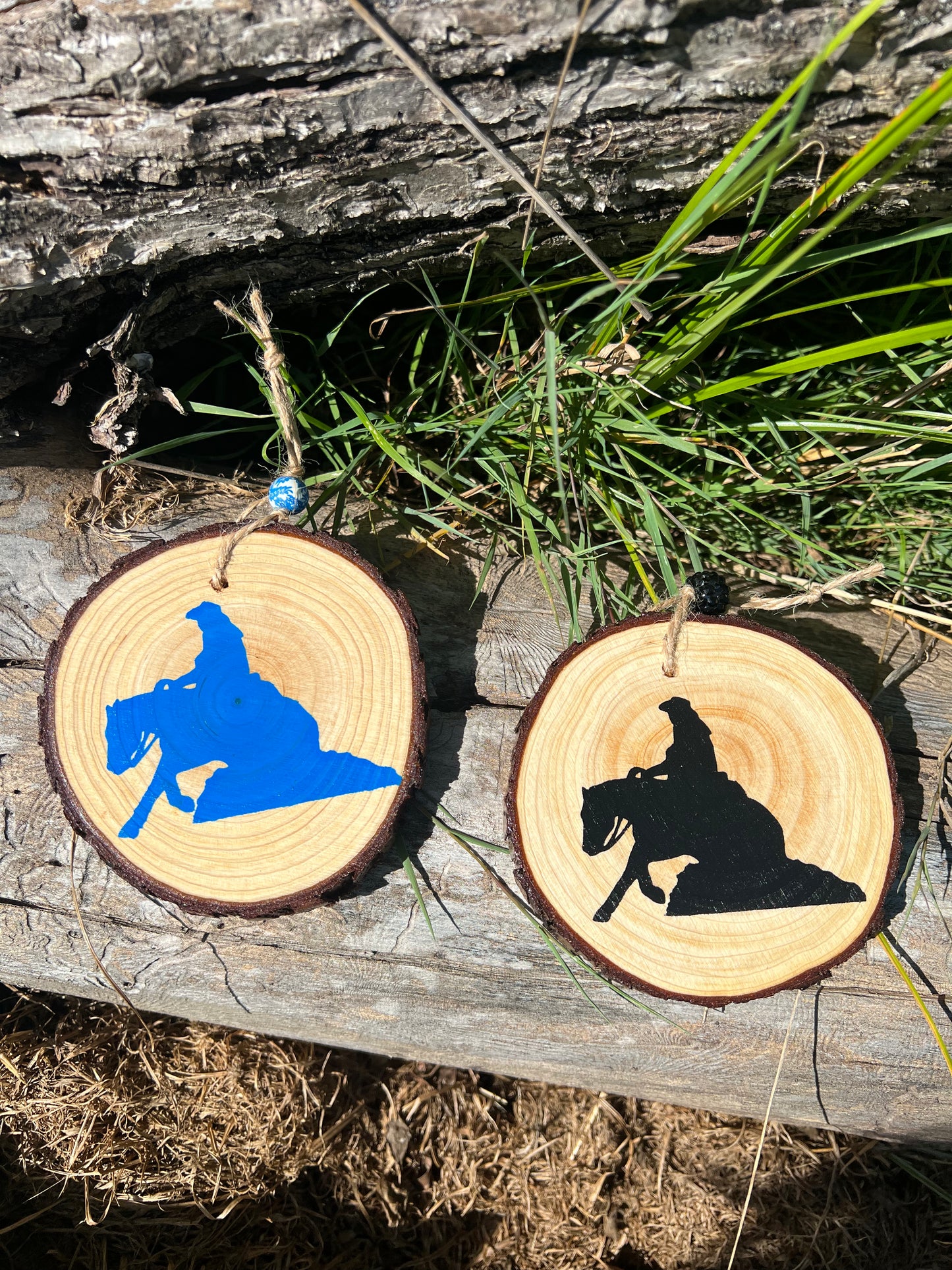 Hand Painted Reiner Wood Slice Ornament Painted