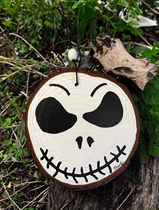 Hand Painted Jack Skeleton Wood Slice Ornament