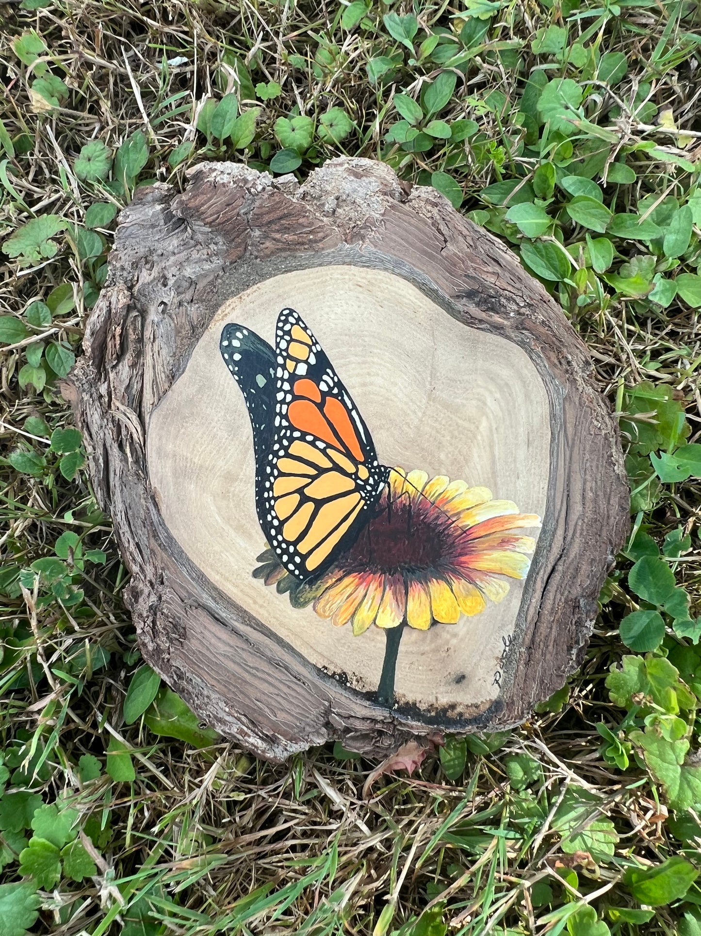 Hand Painted Monarch Live Edge