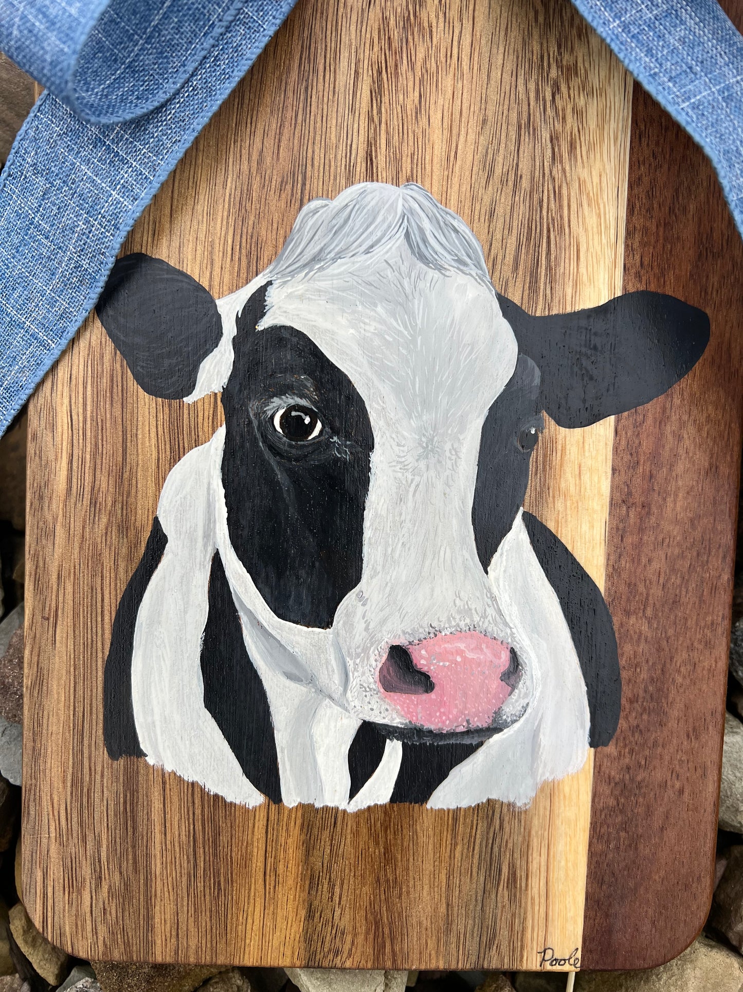 Hand Painted Cow Cutting Board Decor