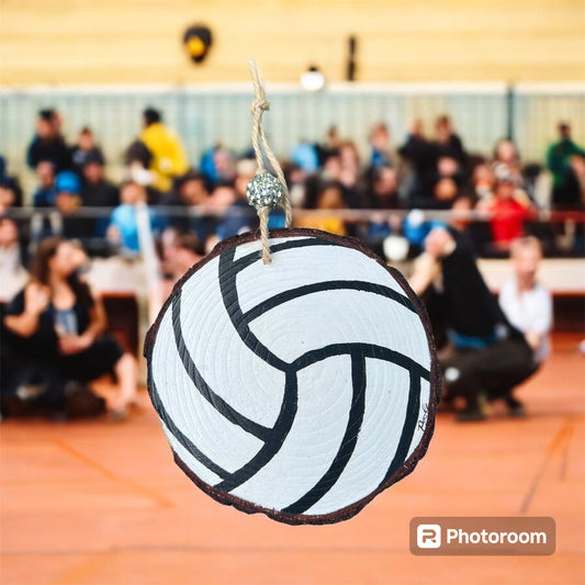 Hand Painted Volleyball Wood Slice Ornament