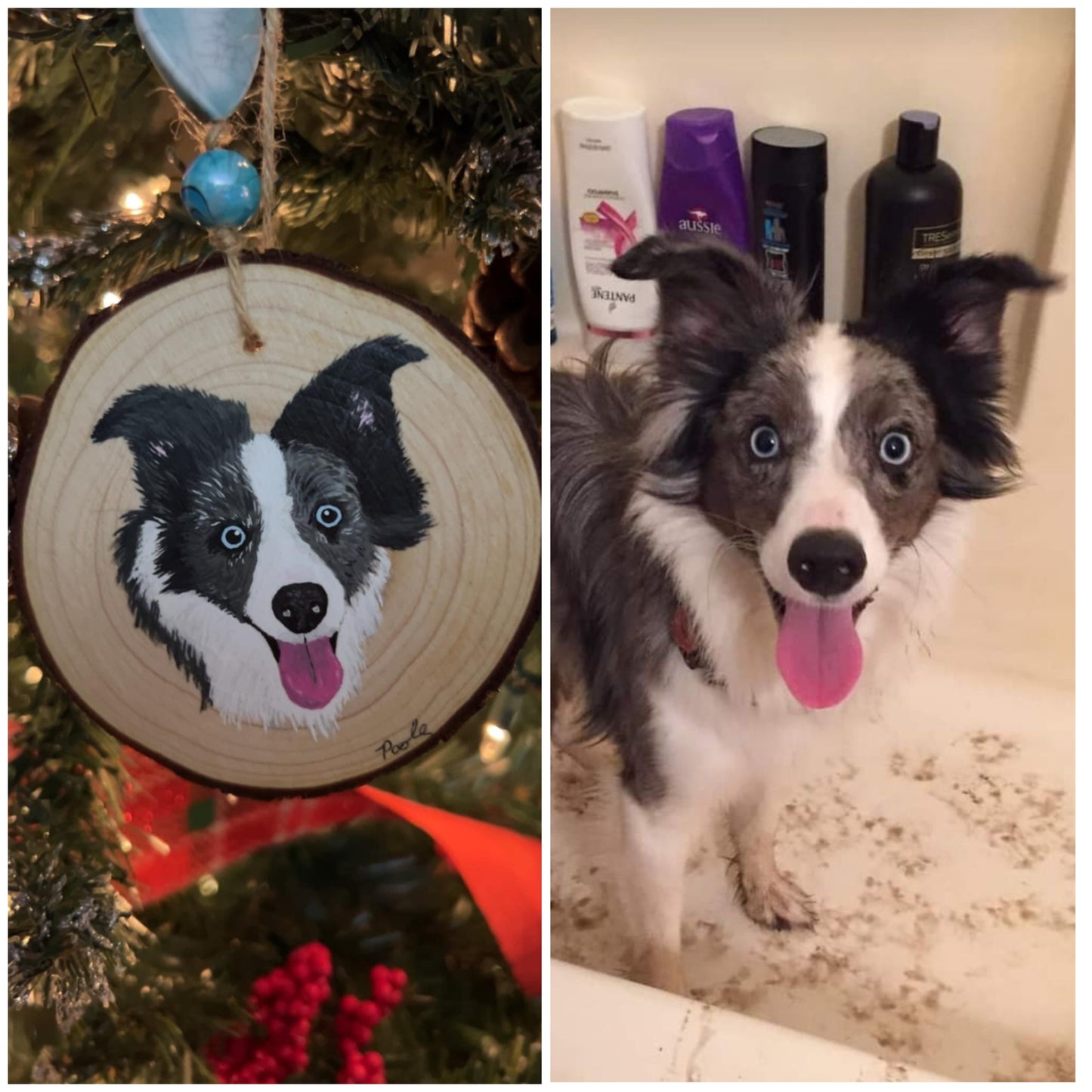 Hand Painted Custom Wood Slice Ornament