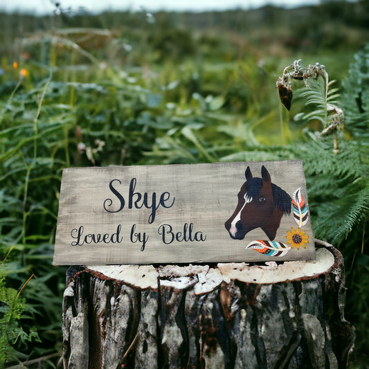 Hand Painted Custom Wooden Stall Sign - Weathered Grey