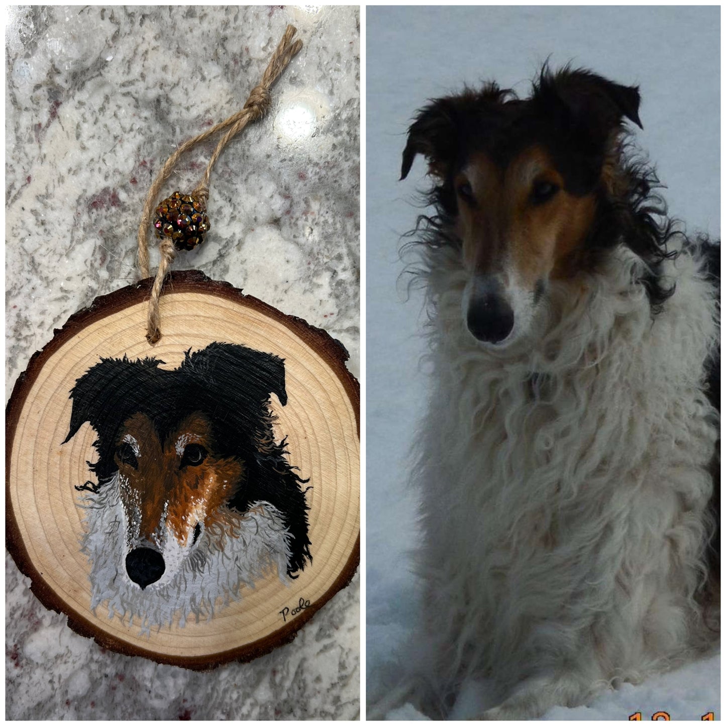 Hand Painted Custom Wood Slice Ornament