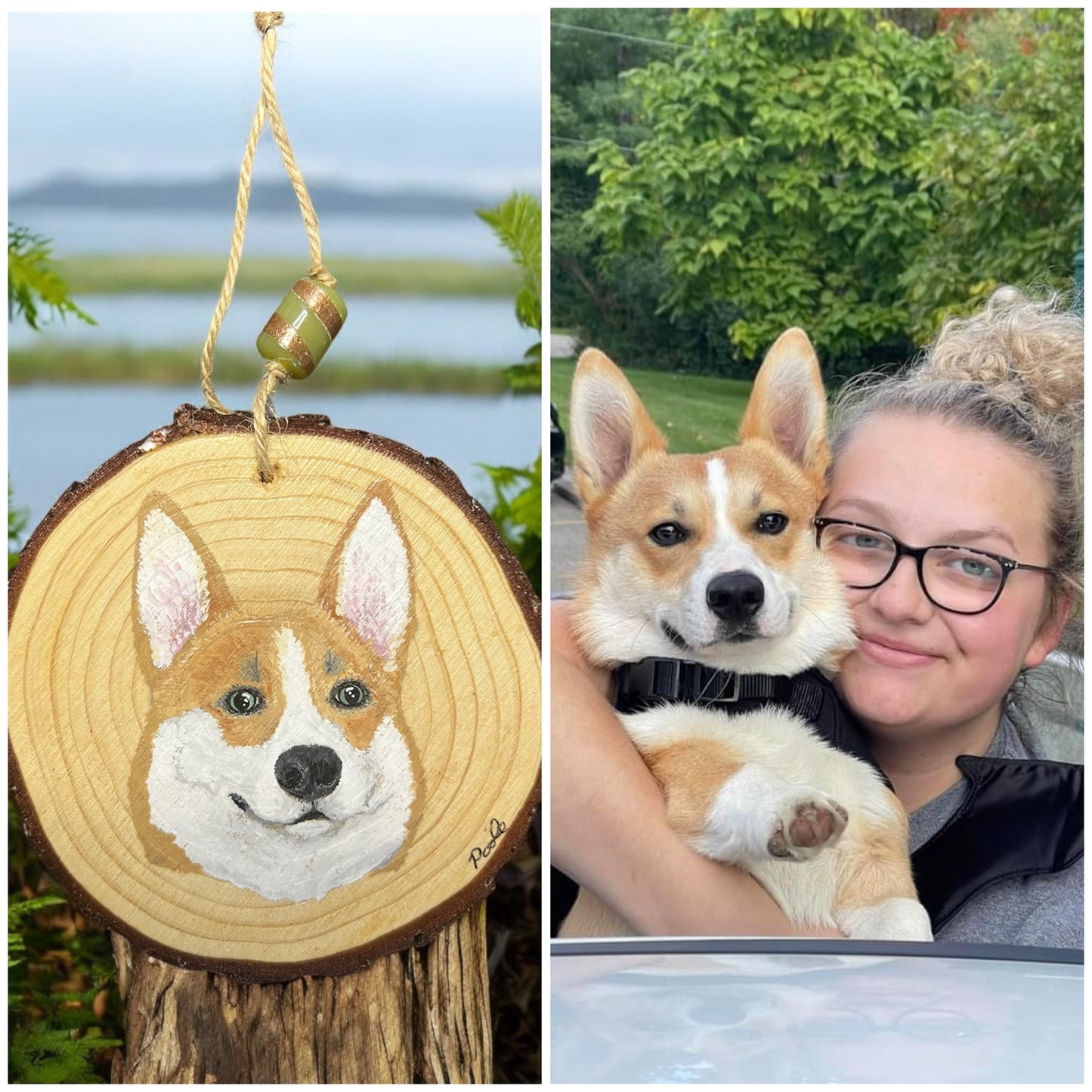 Hand Painted Custom Wood Slice Ornament