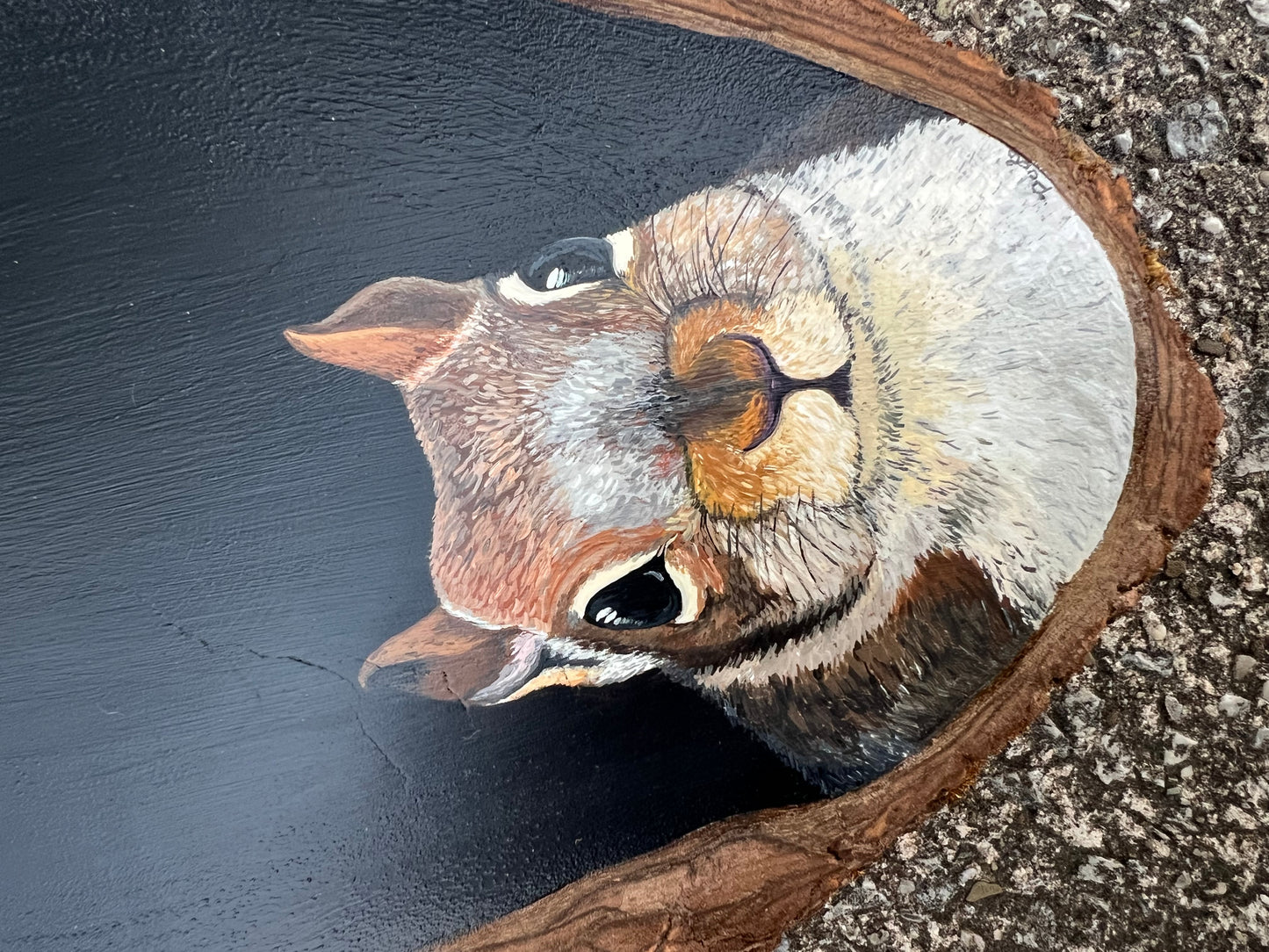 Hand Painted Squirrel Live Edge