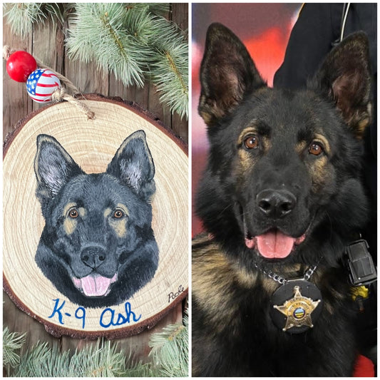 Hand Painted Custom Wood Slice Ornament