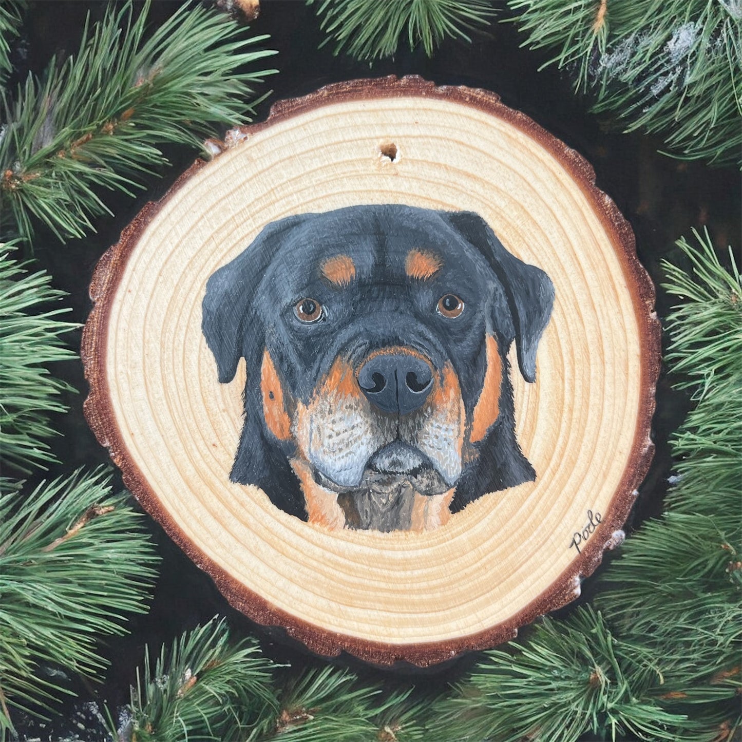 Hand Painted Custom Wood Slice Ornament