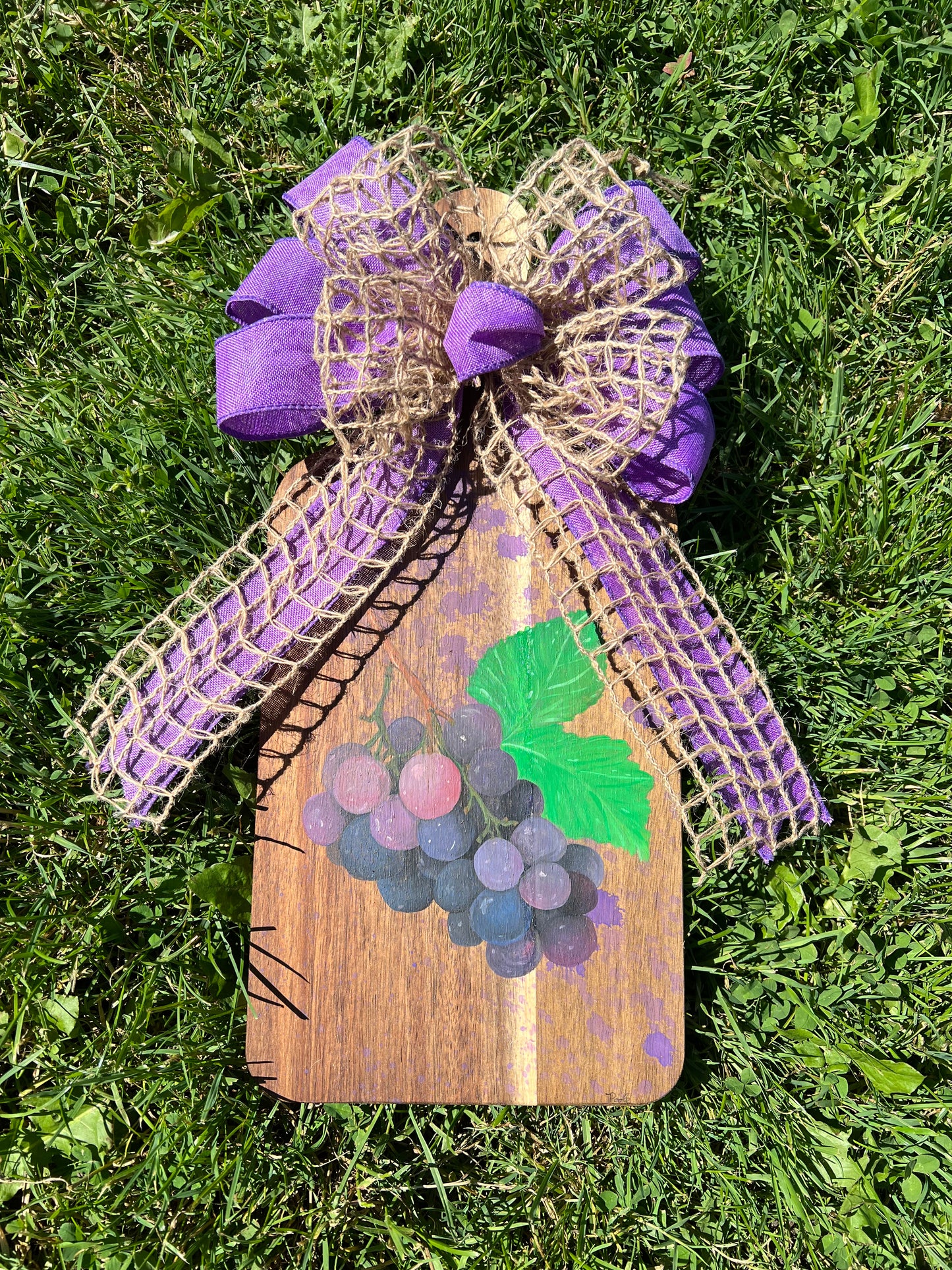 Hand Painted Grape Cutting Board Decor