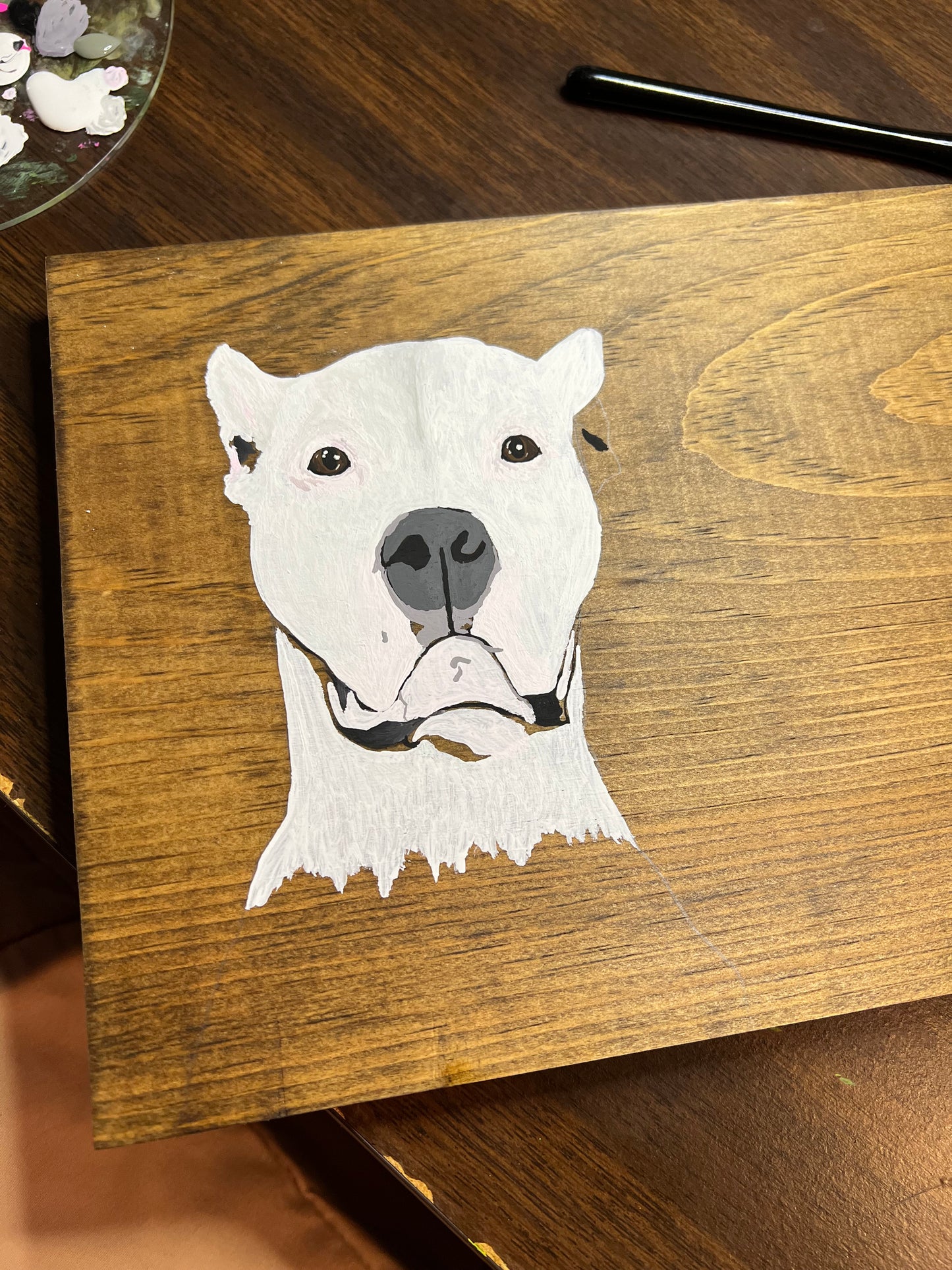 Hand Painted Custom Pet Welcome Sign - Walnut Stain