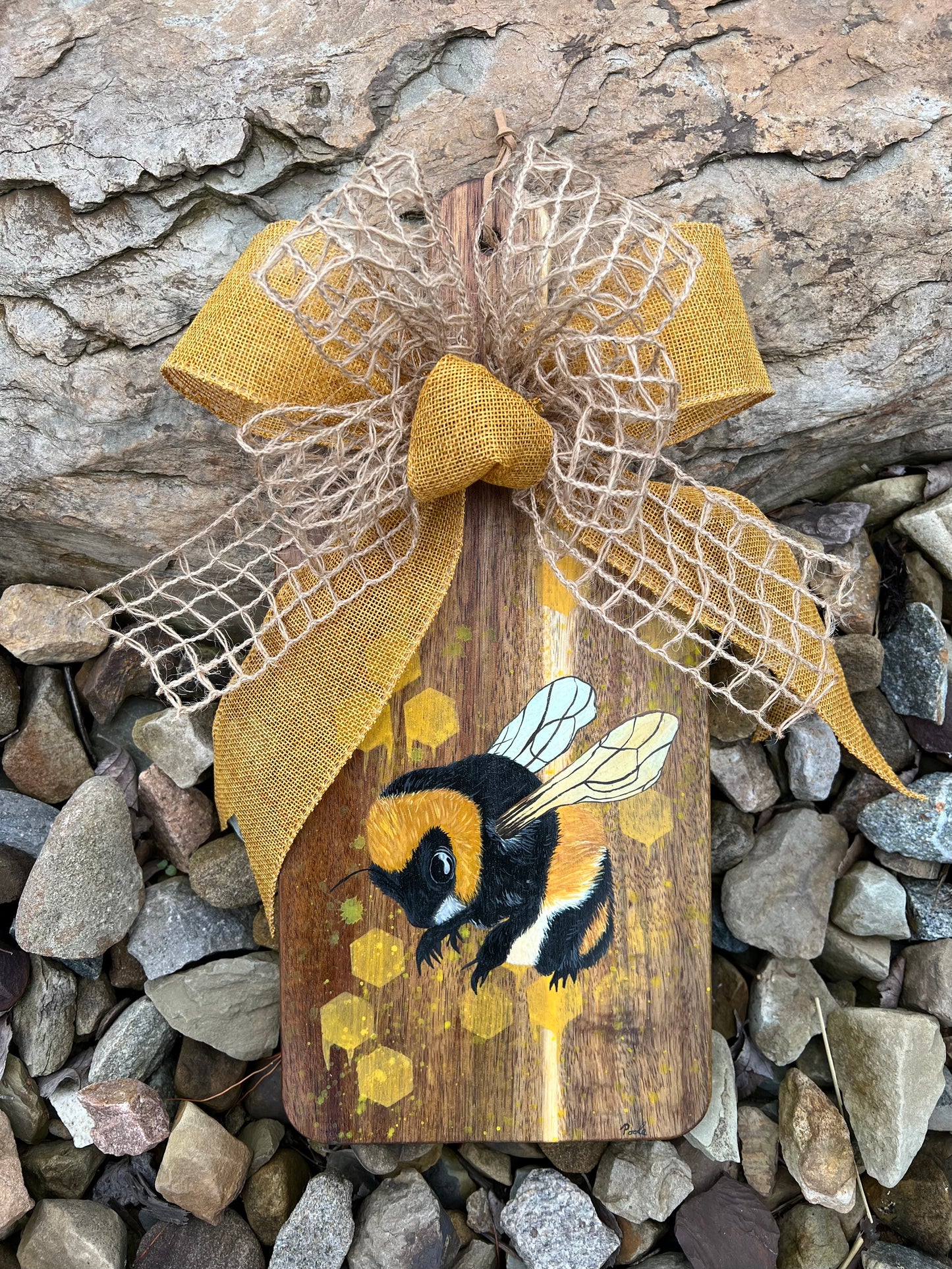 Hand Painted Honey Bee Cutting Board Decor