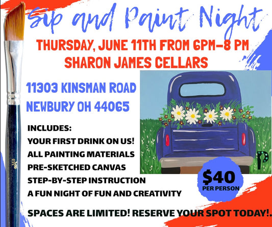 Sip and Paint Night Sharon James June 11th 6PM - 8PM