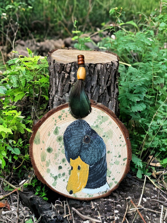 Hand Painted Mallard Wood Slice Ornament