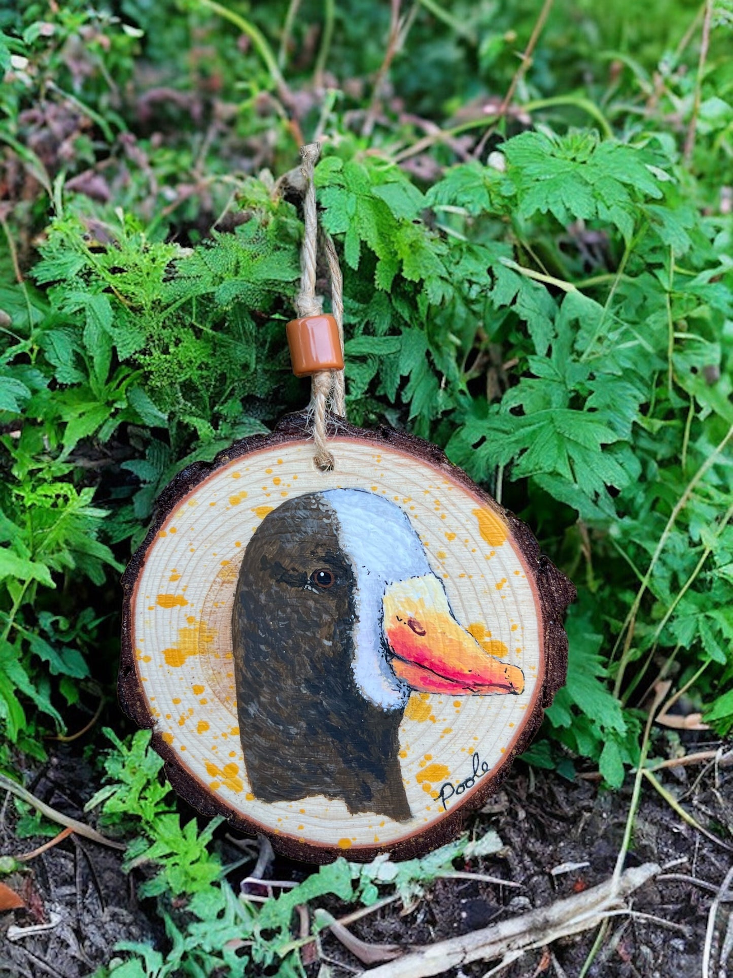 Hand Painted Speckled Belly Wood Slice Ornament