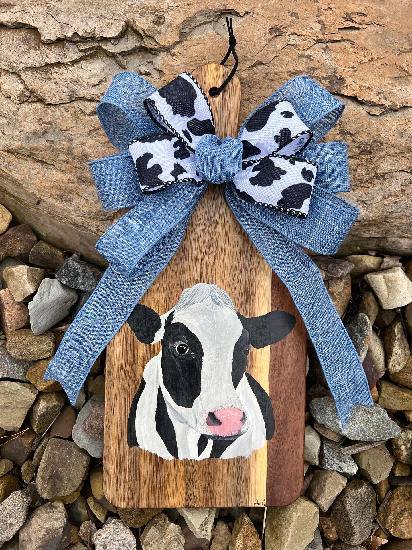 Hand Painted Cow Cutting Board Decor