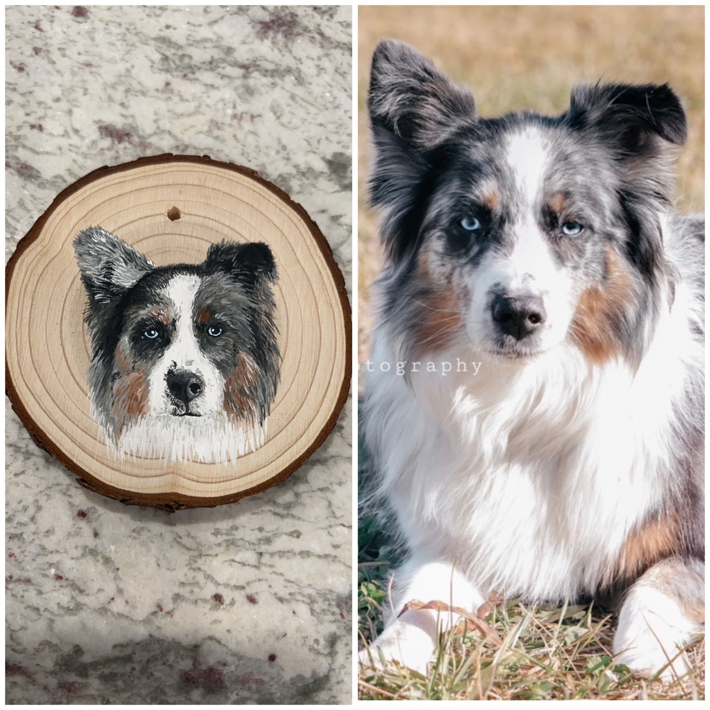 Hand Painted Custom Wood Slice Ornament