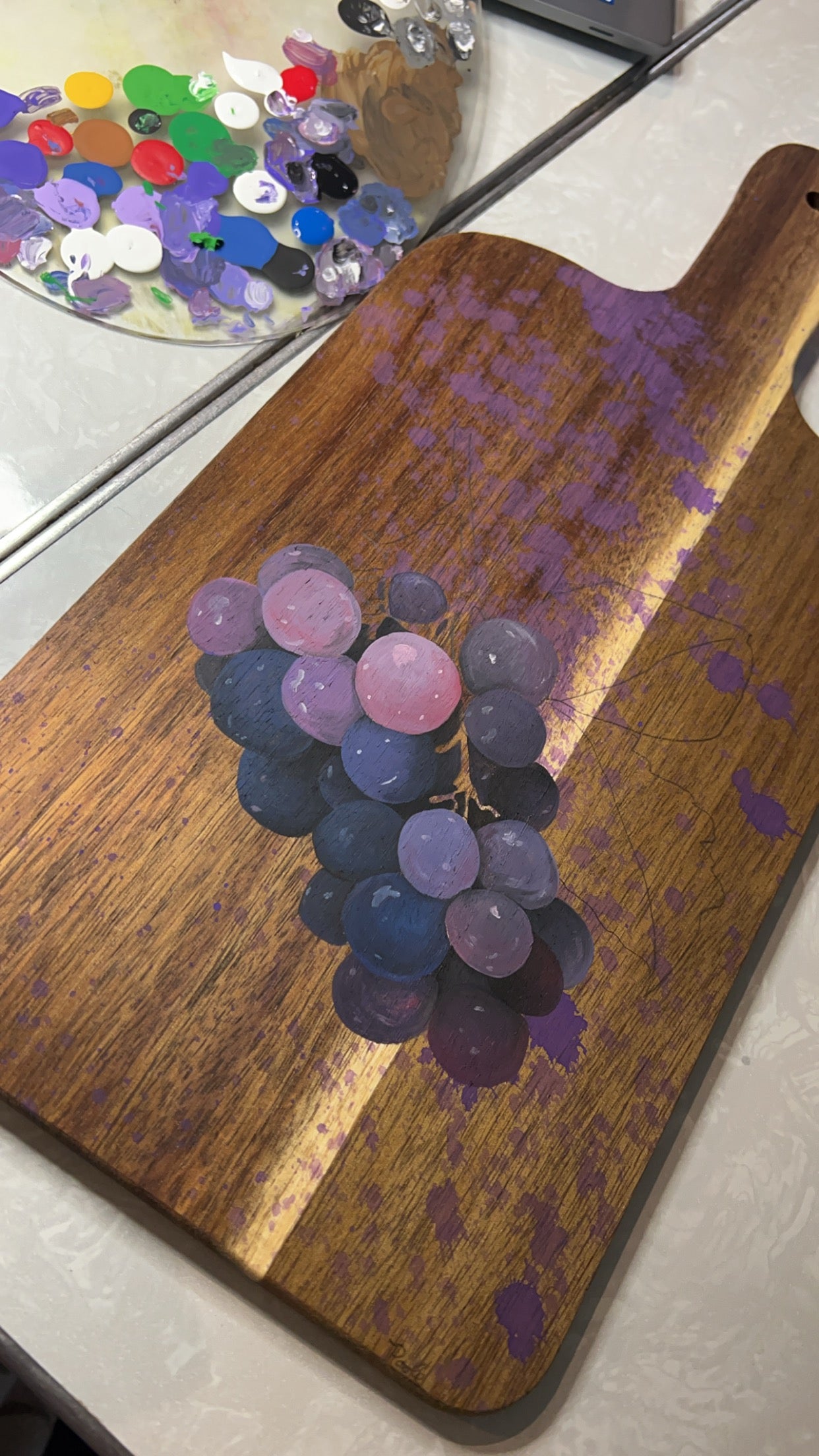 Hand Painted Grape Cutting Board Decor