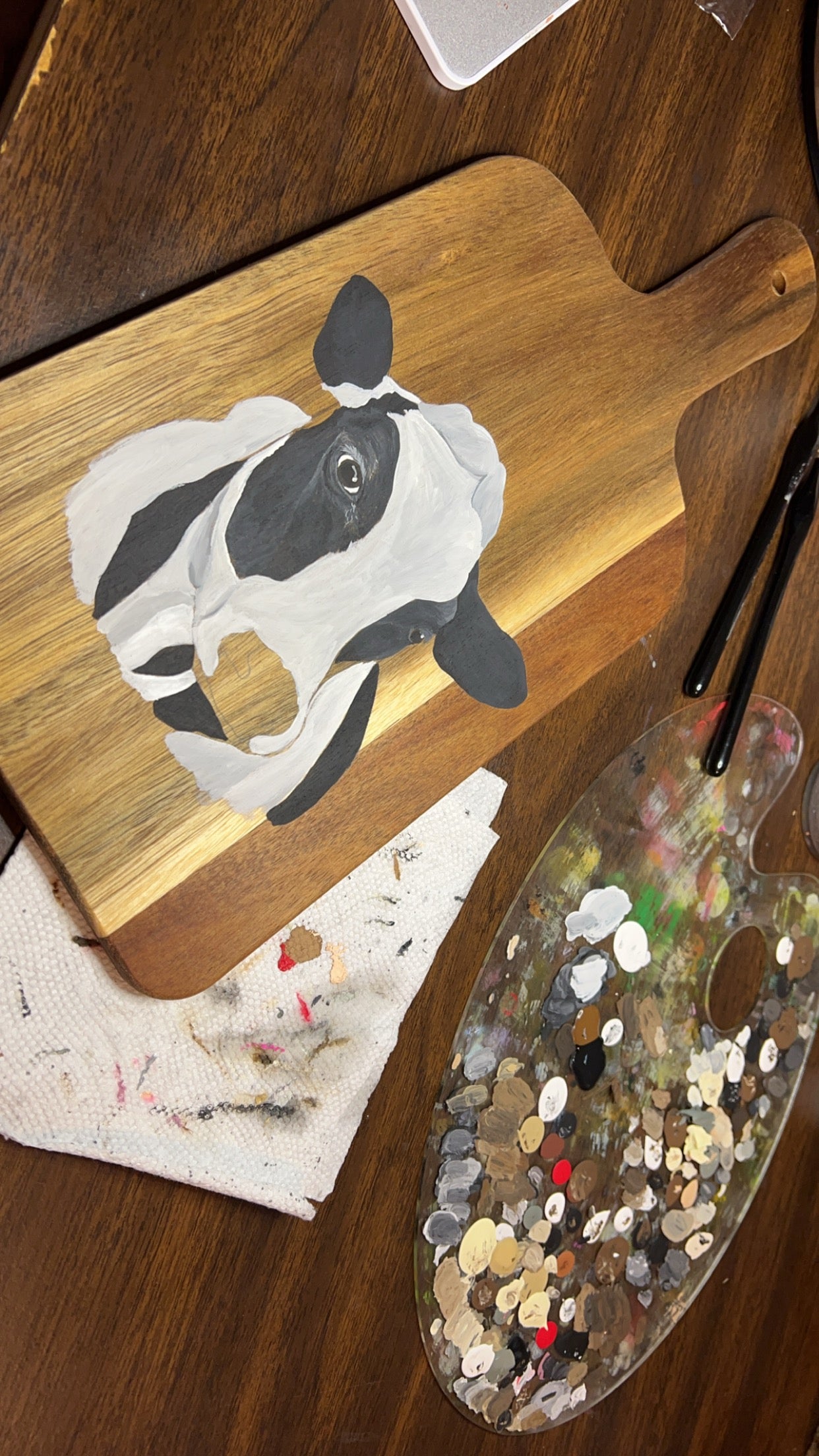 Hand Painted Cow Cutting Board Decor