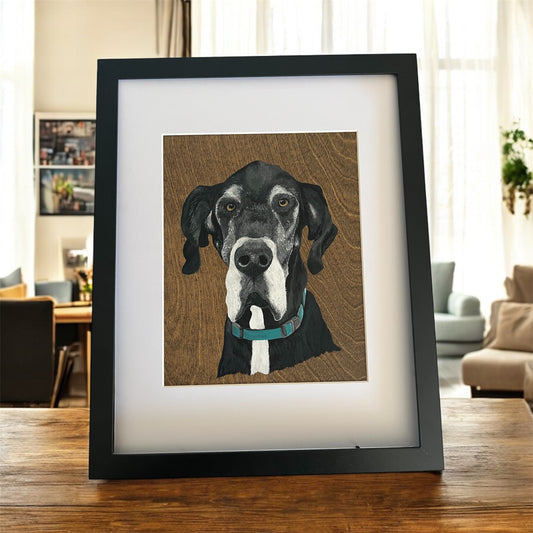 Hand Painted Custom Wood Matted Portrait