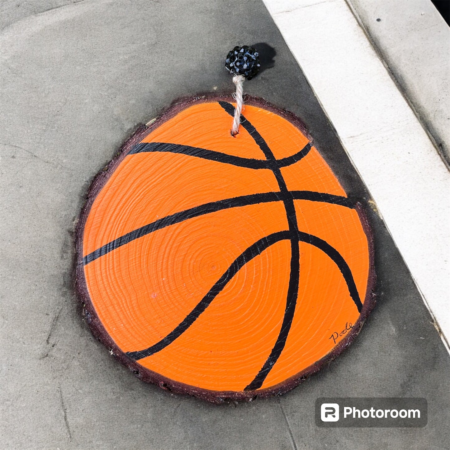 Hand Painted Basketball Wood Slice Ornament