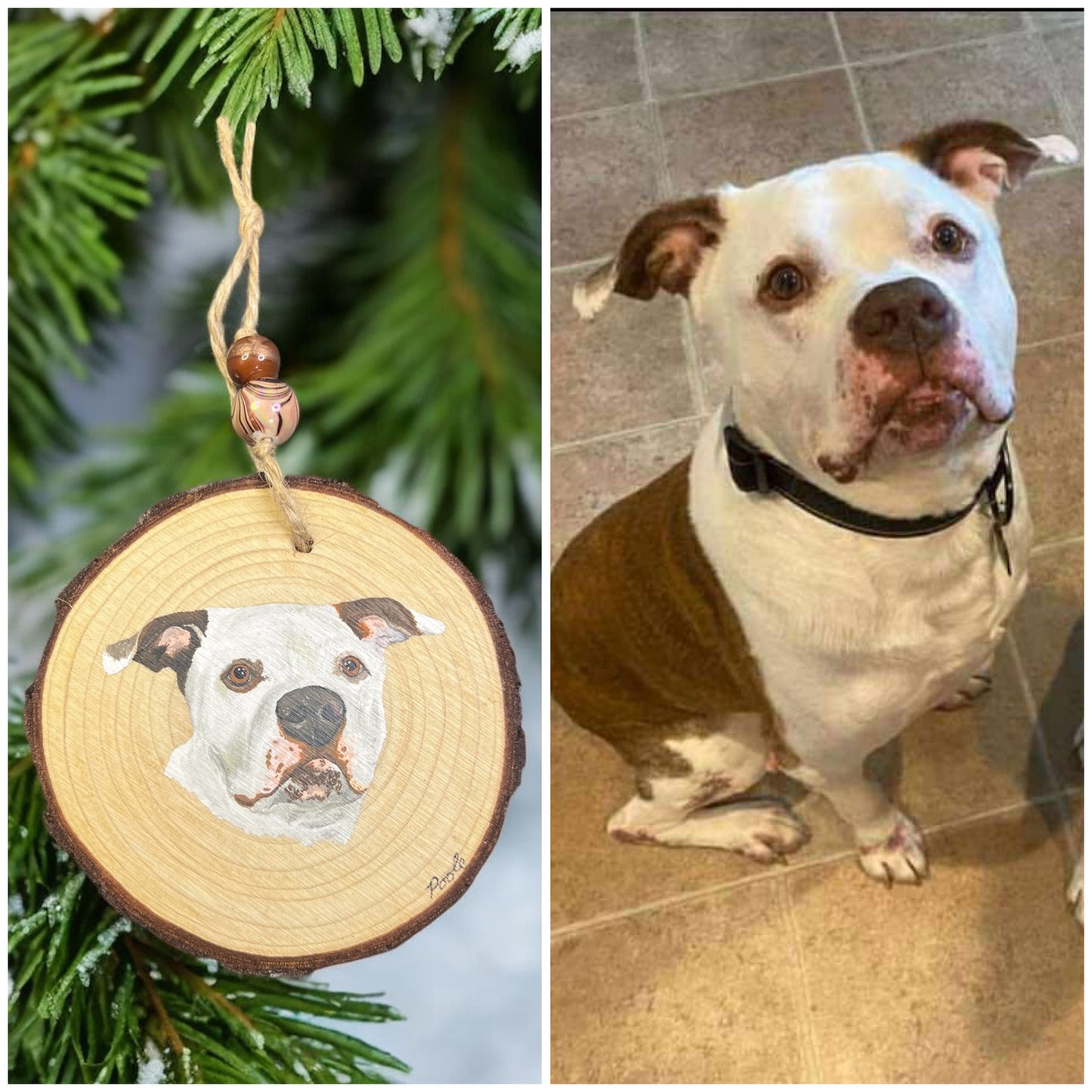 Hand Painted Custom Wood Slice Ornament