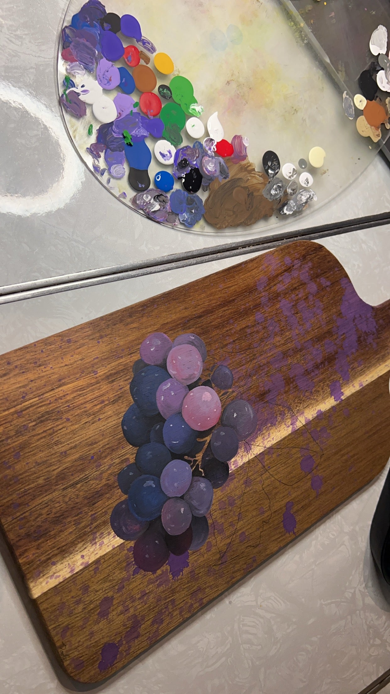 Hand Painted Grape Cutting Board Decor